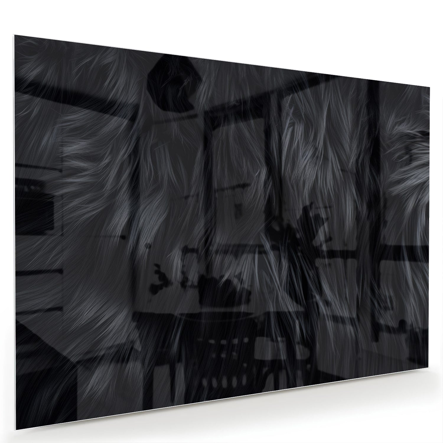 Schwarzes Glasbild mit abstraktem Muster – Glasbild aus Sicherheitsglas, Größe 60x40