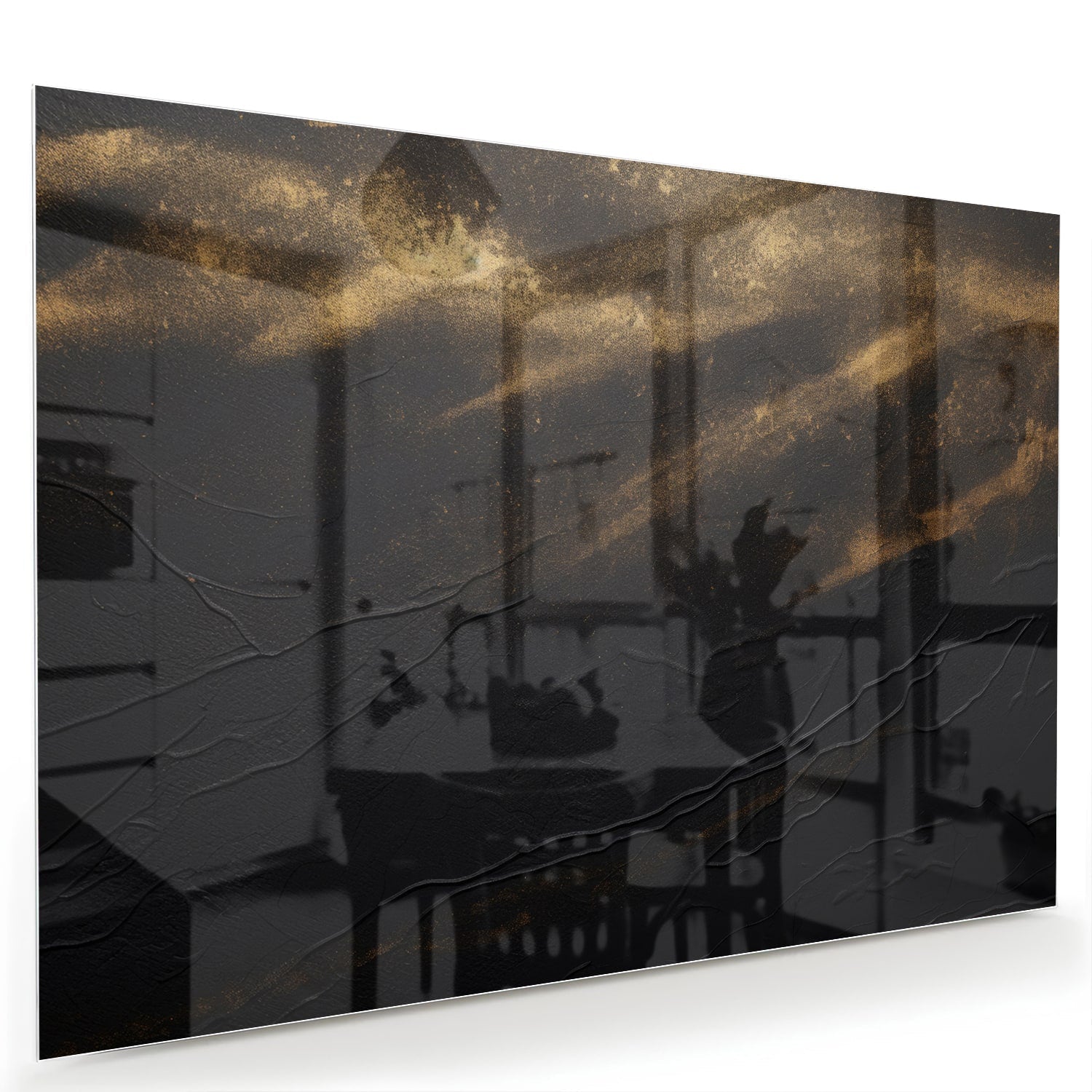 Modernes Glasbild mit goldenen Akzenten – Glasbild aus Sicherheitsglas, Größe 60x40