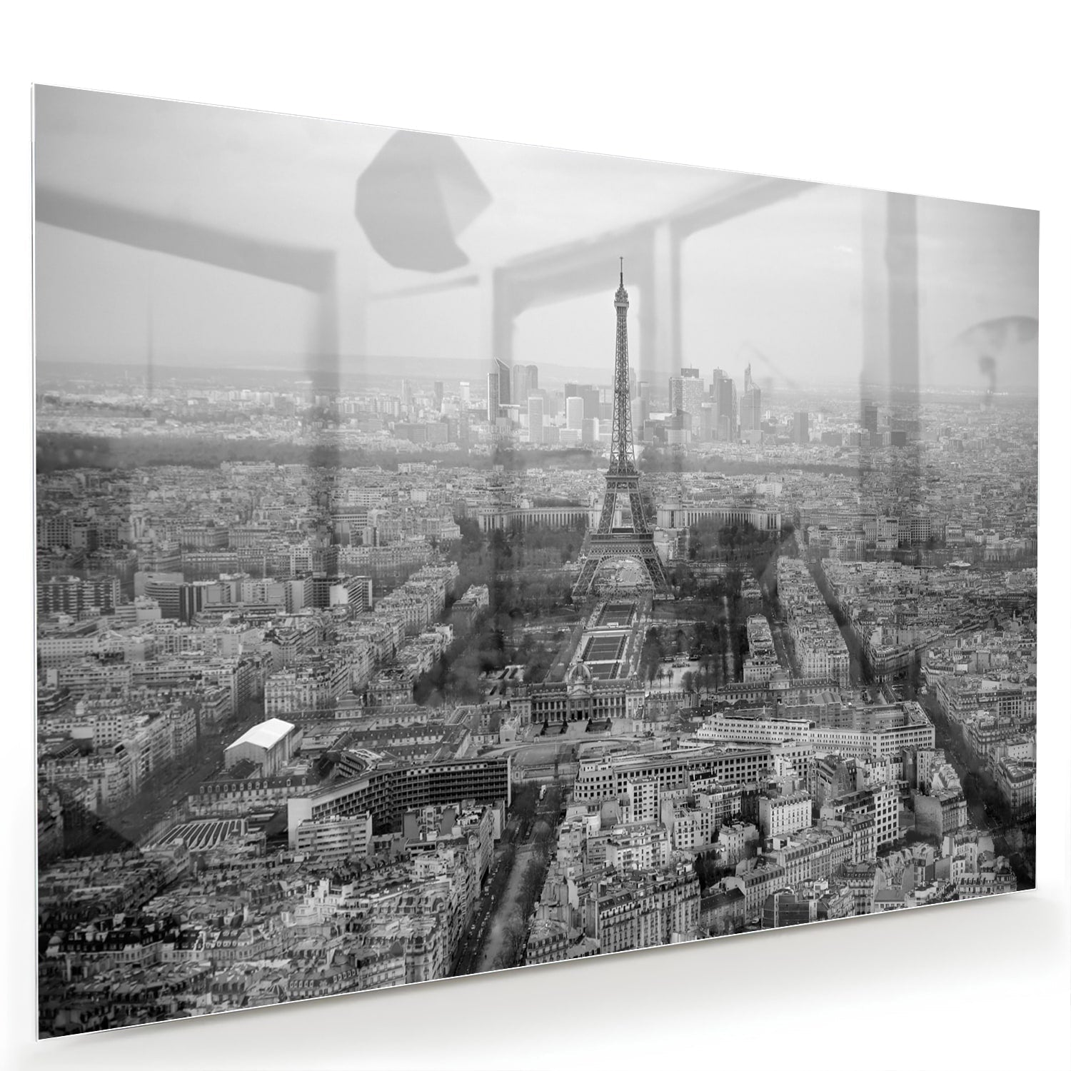 Schwarz-Weiß-Glasbild mit Paris-Motiv – Glasbild aus Sicherheitsglas, Größe 60x40