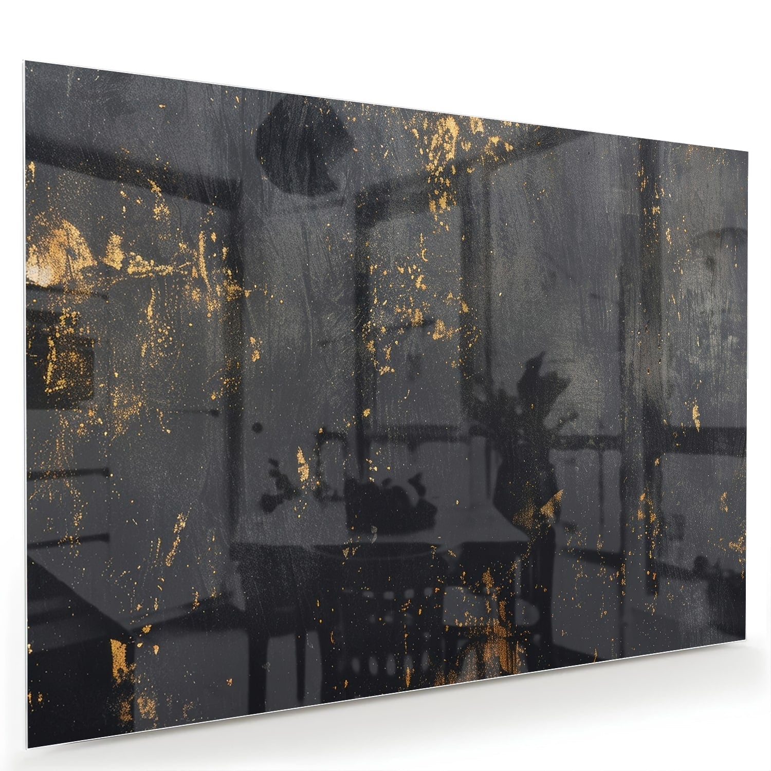 Stilvolles Glasbild mit goldenen Akzenten – Glasbild aus Sicherheitsglas, Größe 60x40