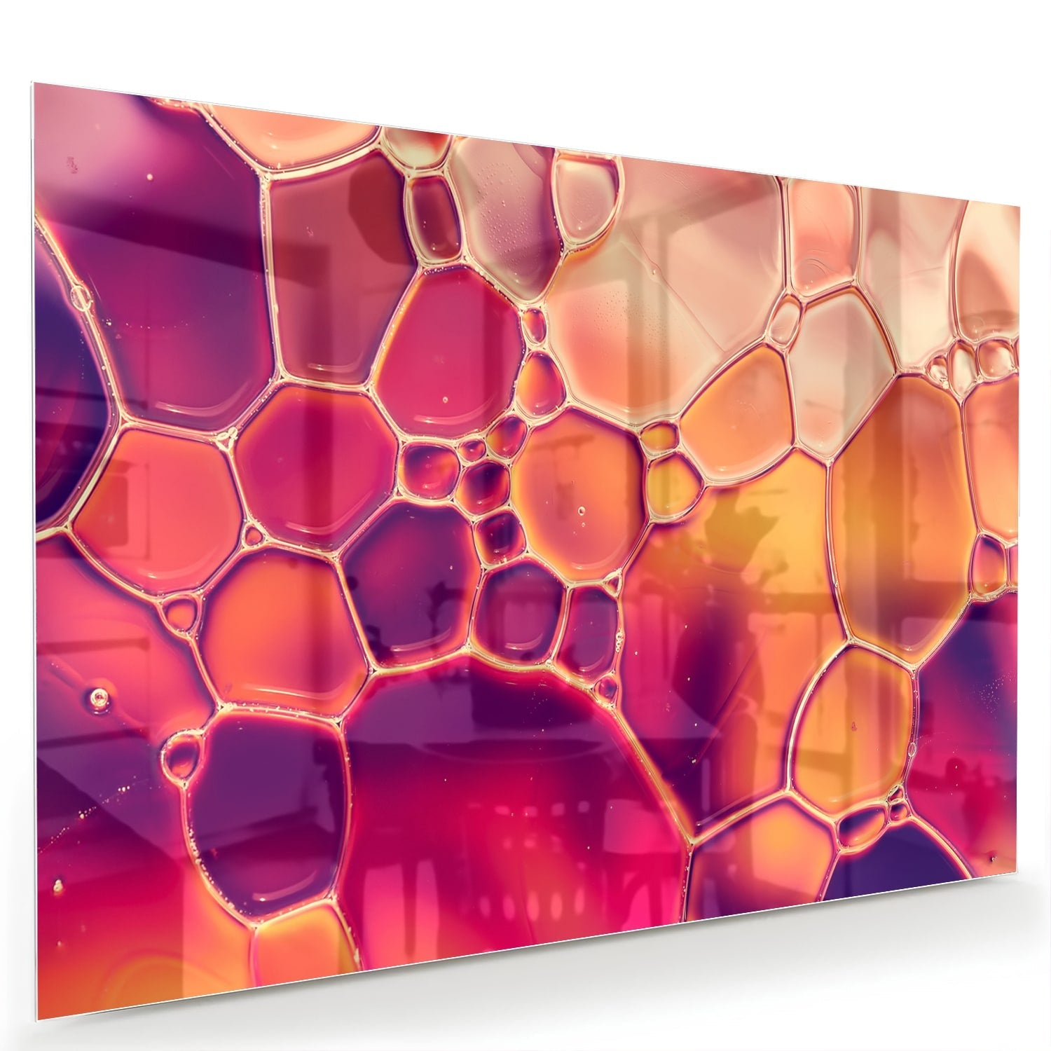 Abstraktes Glasbild in warmen Farben – Glasbild aus Sicherheitsglas, Größe 60x40
