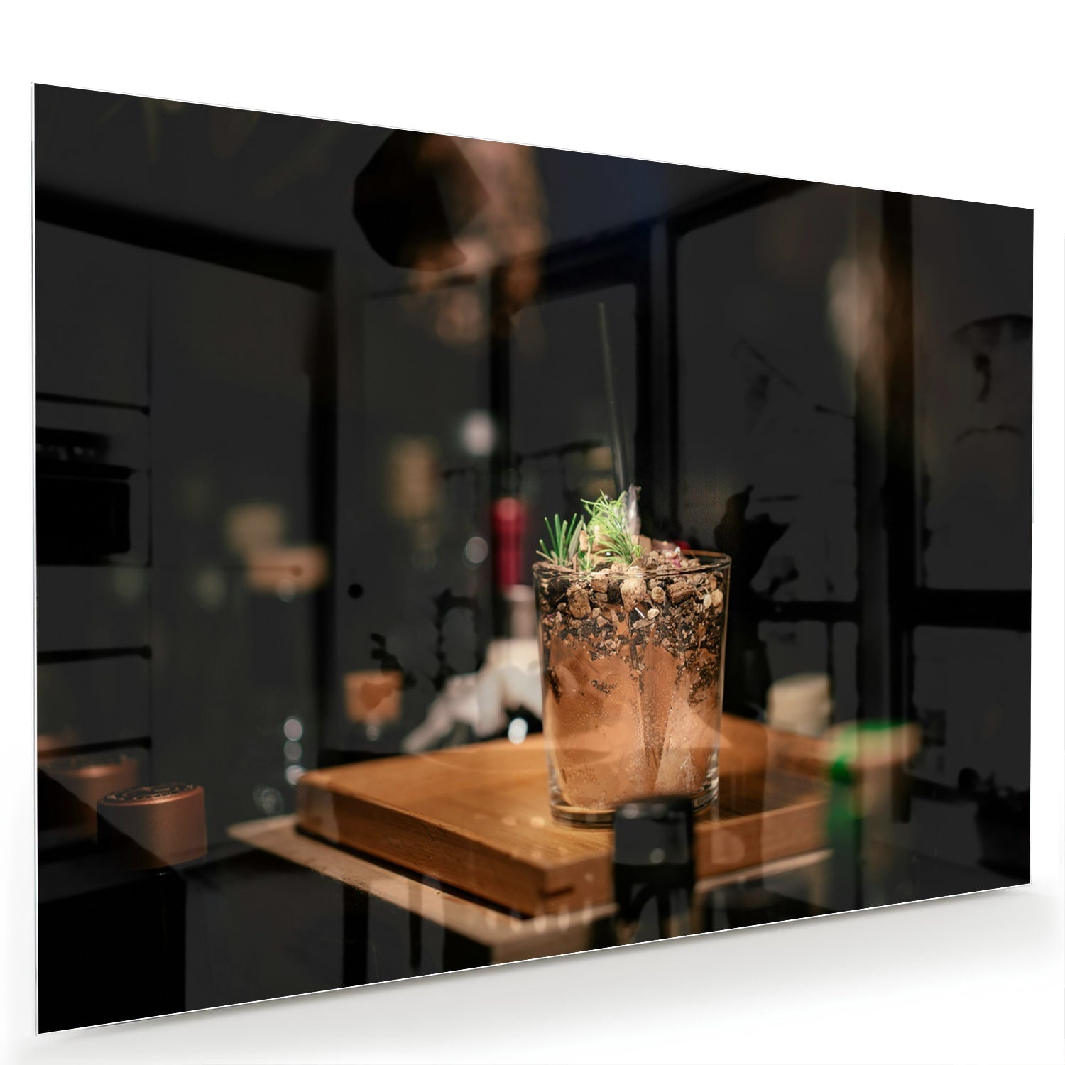 Stilvolles Glasbild mit einem Cocktail – Glasbild aus Sicherheitsglas, Größe 60x40