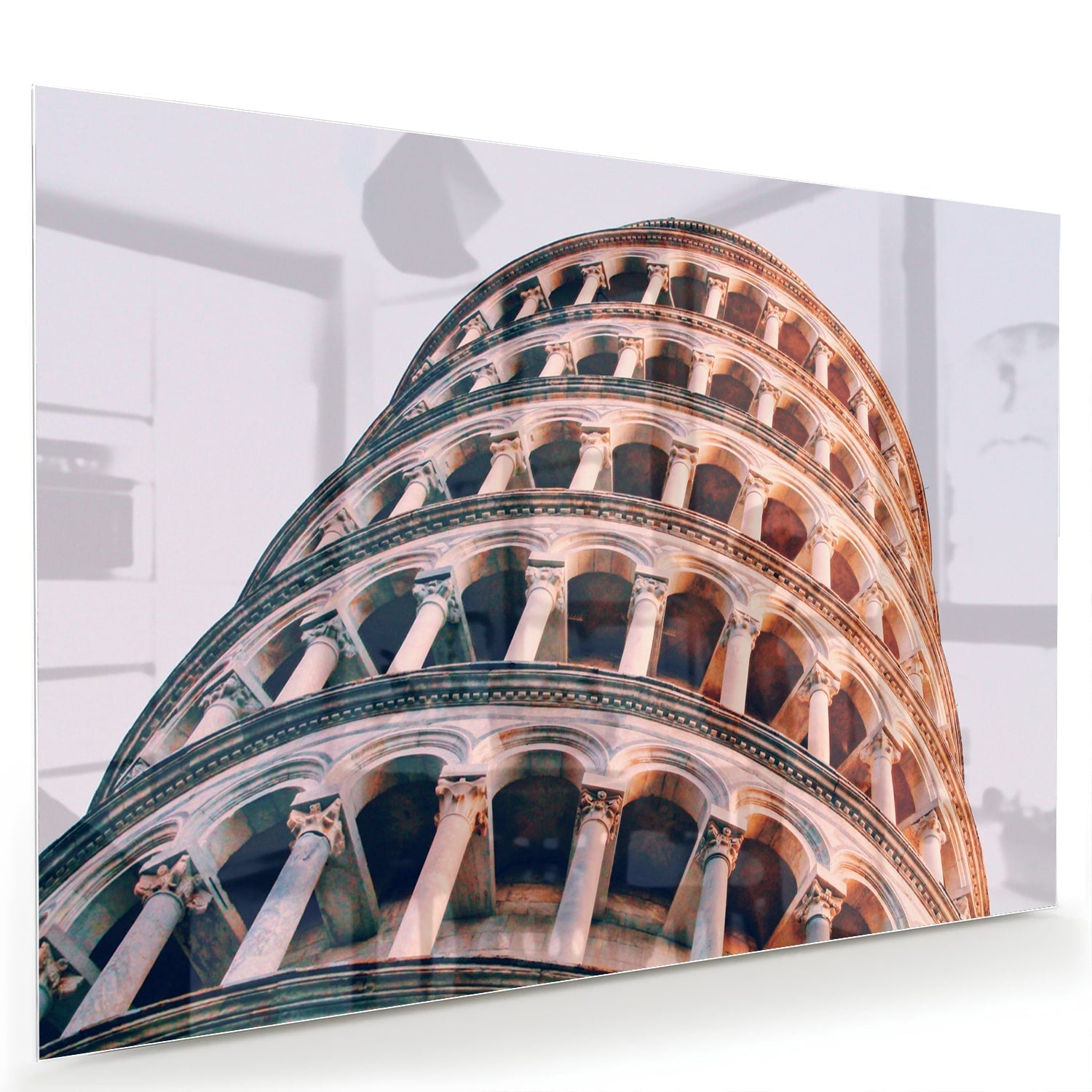 Glasbild mit dem Schiefen Turm von Pisa – Glasbild aus Sicherheitsglas, Größe 60x40