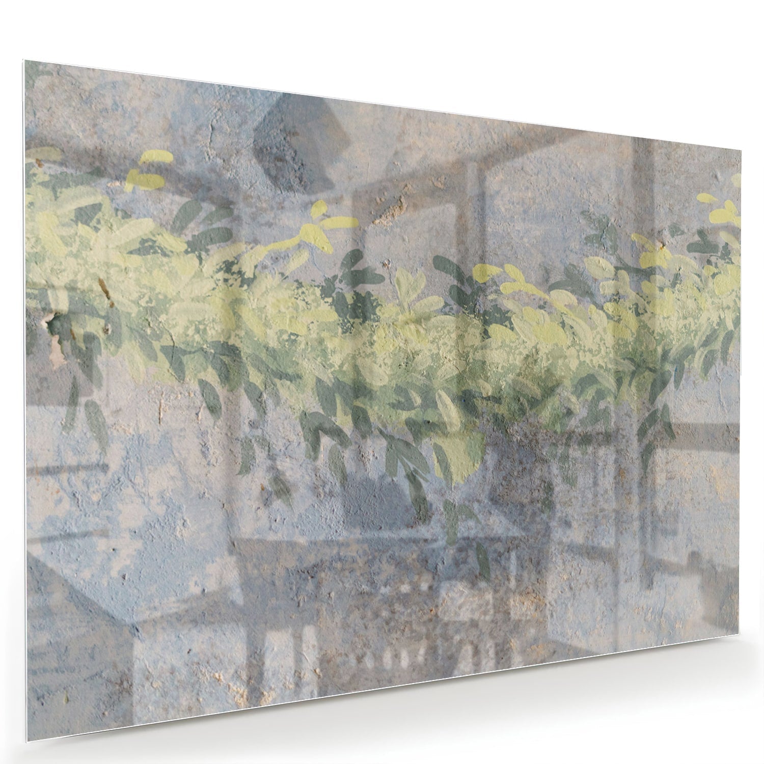 Fröhliches Glasbild mit gelben Blumen – Glasbild aus Sicherheitsglas, Größe 60x40