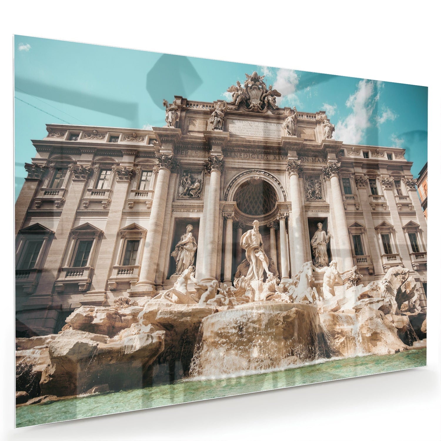 Glasbild mit dem Trevi-Brunnen in Rom – Glasbild aus Sicherheitsglas, Größe 60x40
