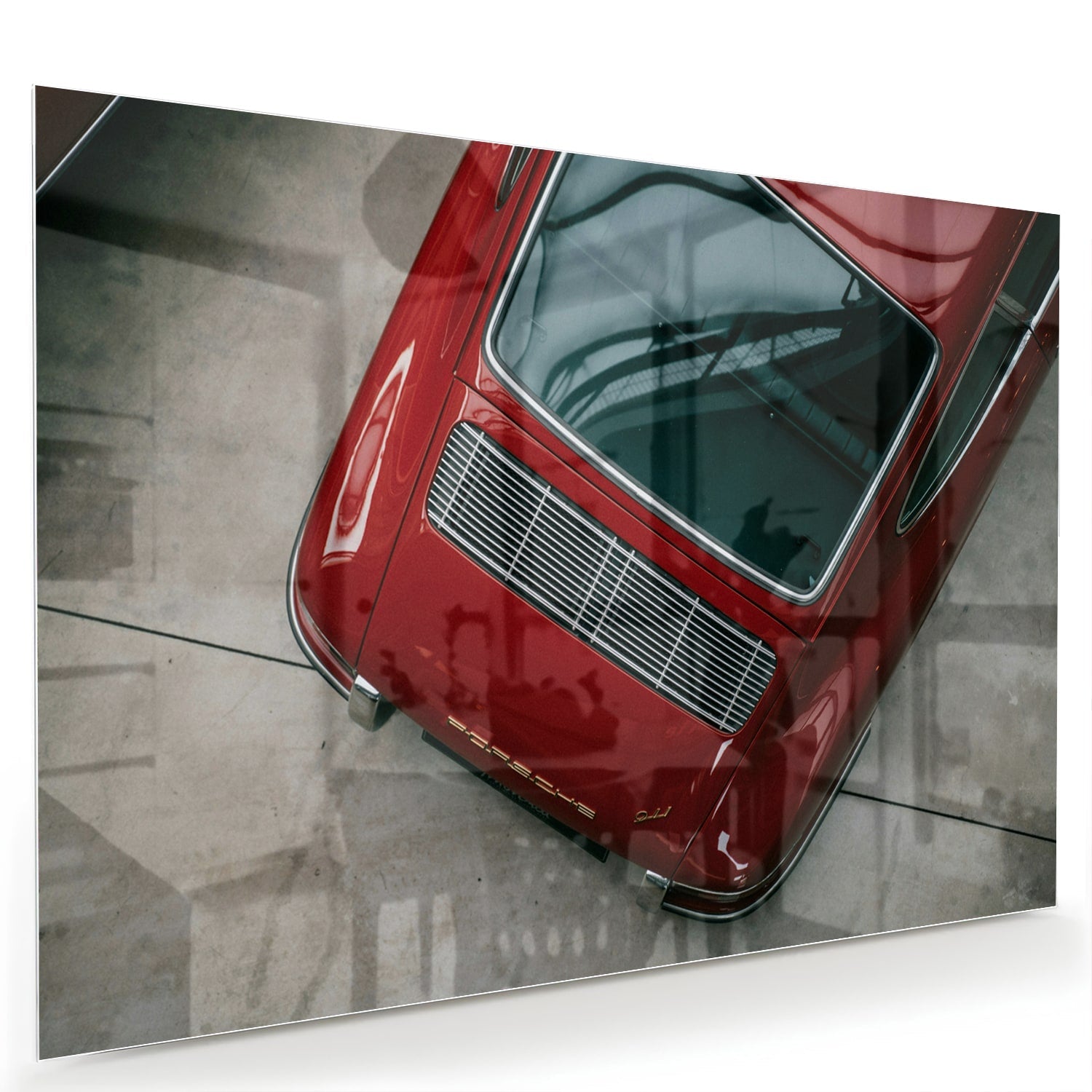 Stilvolles Glasbild mit einem roten Auto – Glasbild aus Sicherheitsglas, Größe 60x40