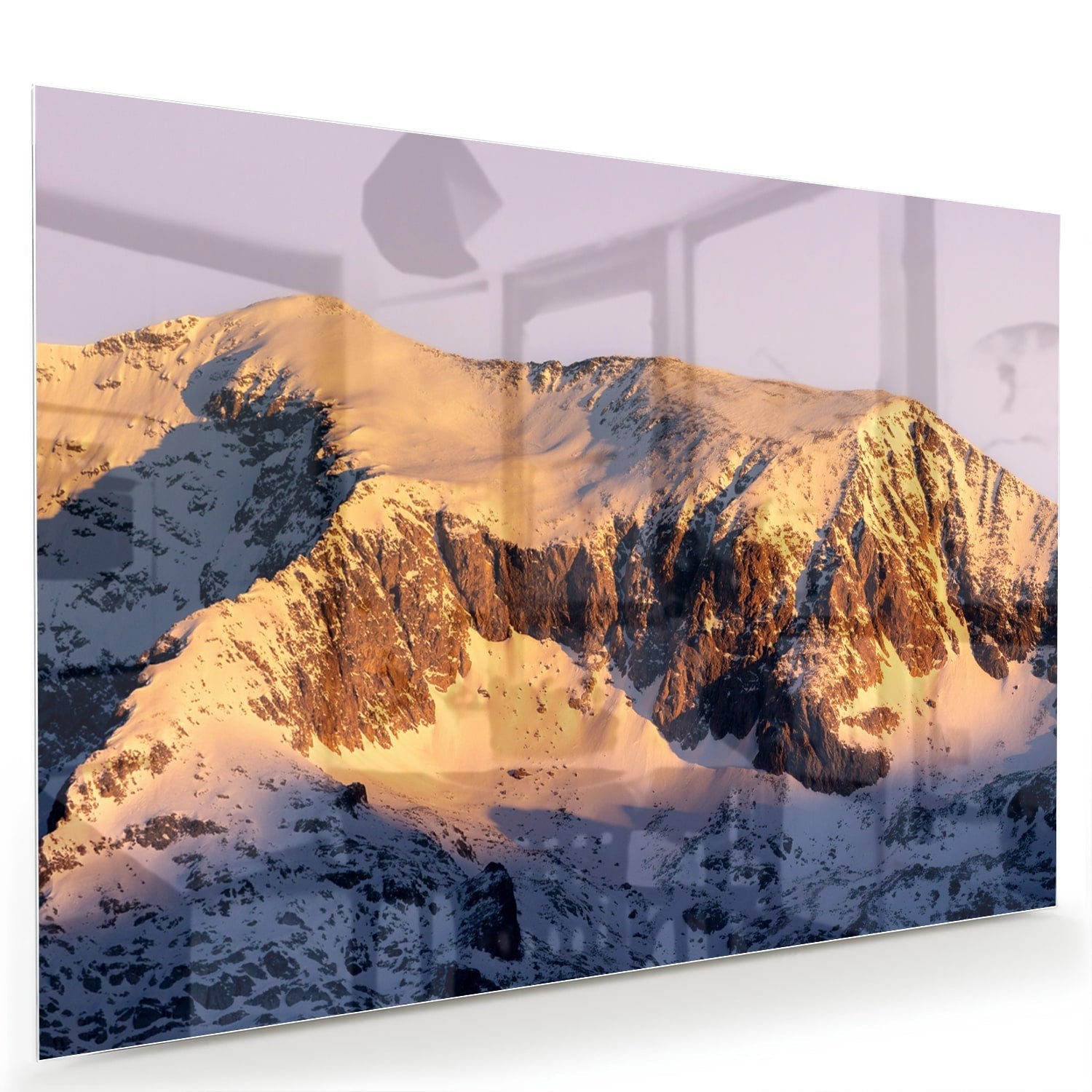 Atemberaubendes Glasbild mit Berglandschaft – Glasbild aus Sicherheitsglas, Größe 60x40