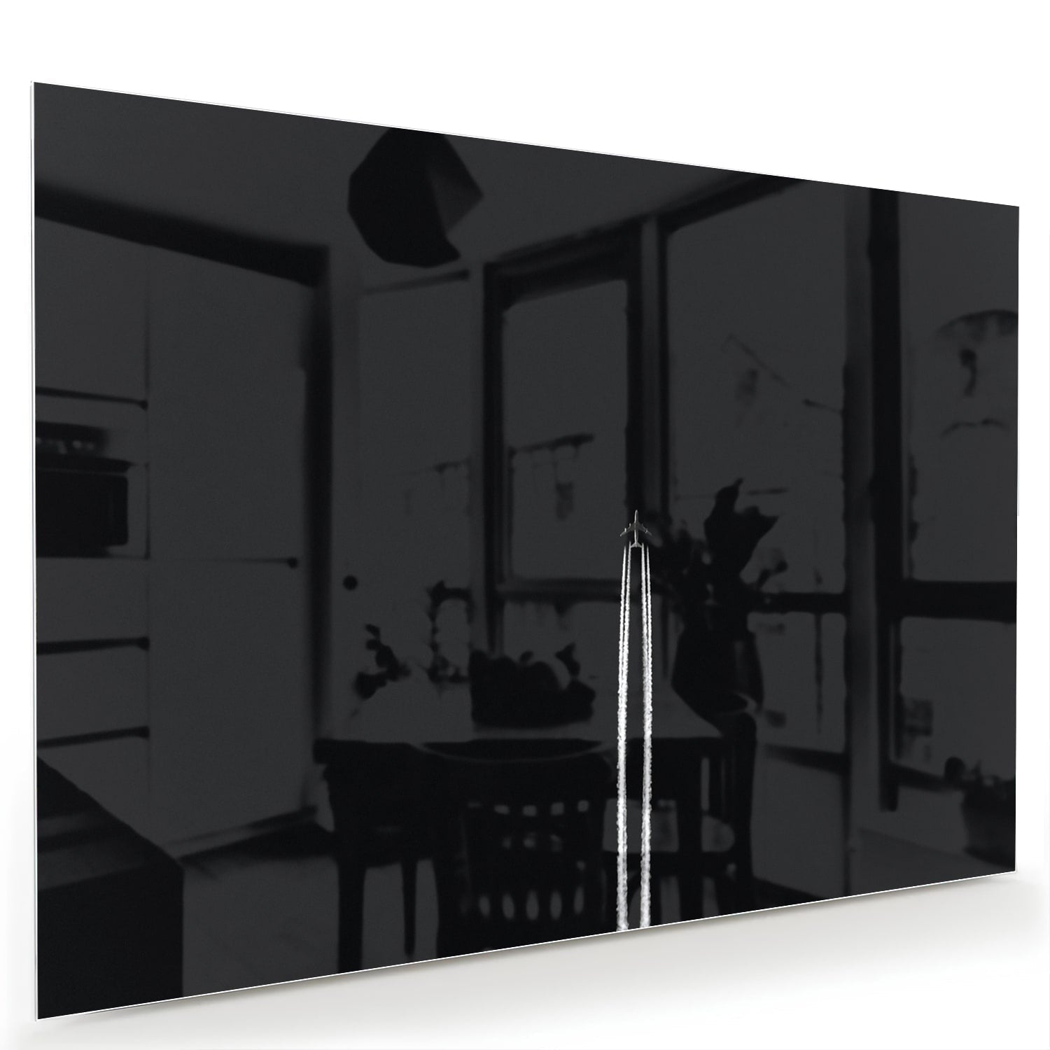 Stilvolles schwarzes Glasbild für moderne Innenräume – Glasbild aus Sicherheitsglas, Größe 60x40
