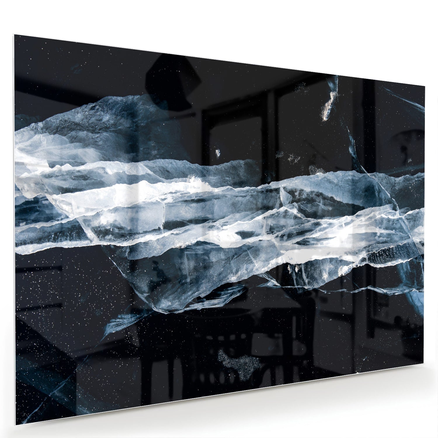 Abstraktes Glasbild für den Innenraum bei Nacht – Glasbild aus Sicherheitsglas, Größe 60x40