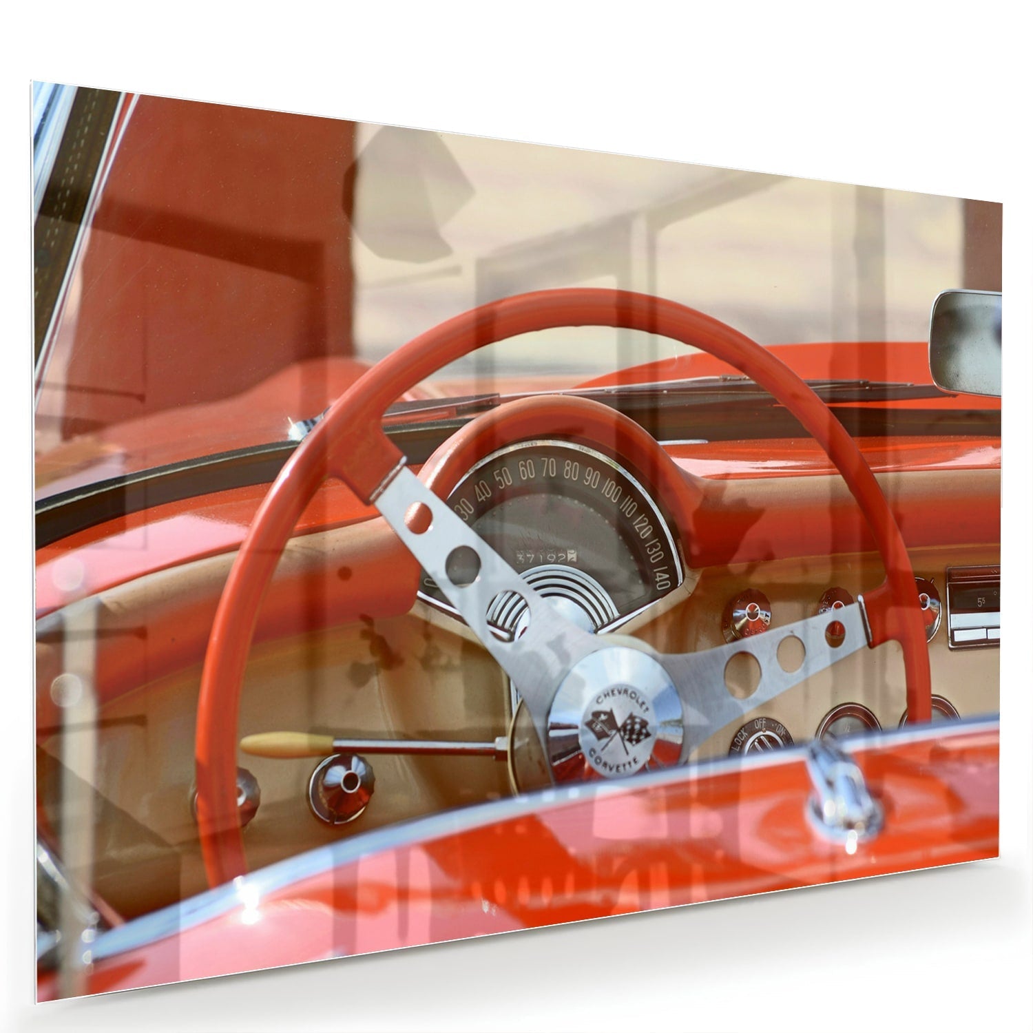 Retro-Auto-Glasbild für stilvolle Innenräume – Glasbild aus Sicherheitsglas, Größe 60x40