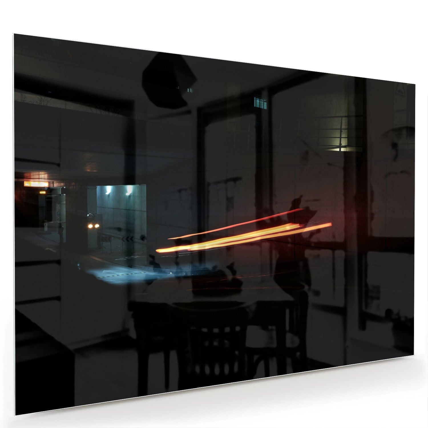 Stilvolles Glasbild mit abstrakter Beleuchtung – Glasbild aus Sicherheitsglas, Größe 60x40