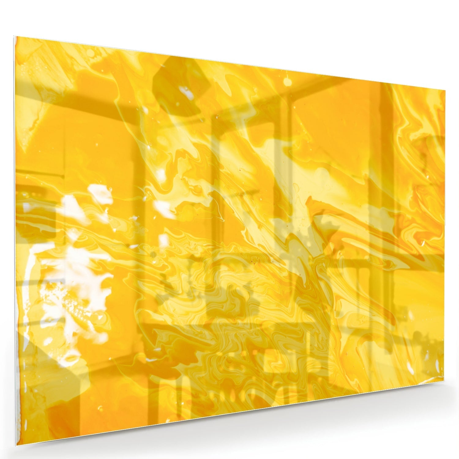 Leuchtend gelbes Glasbild für moderne Innenräume – Glasbild aus Sicherheitsglas, Größe 60x40