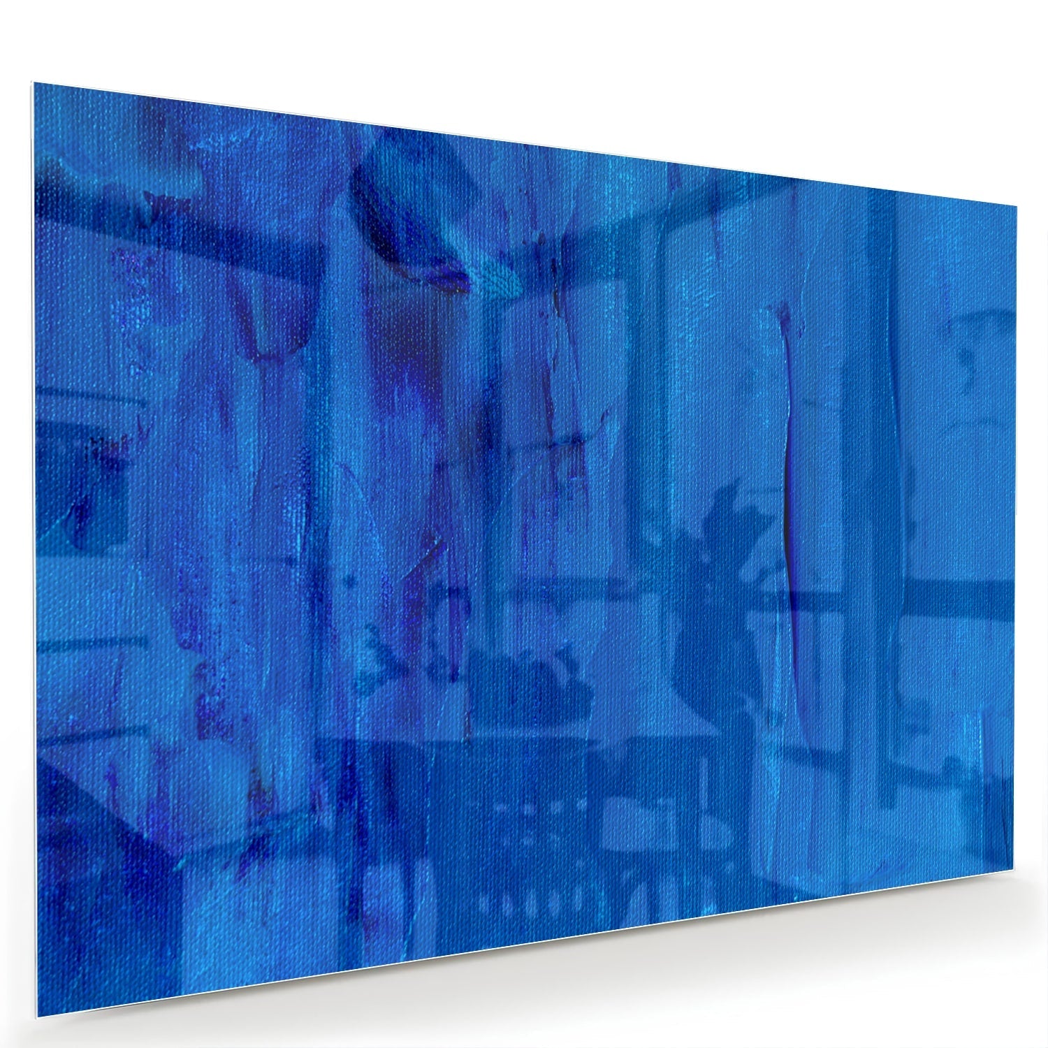 Blaues abstraktes Glasbild für moderne Innenräume – Glasbild aus Sicherheitsglas, Größe 60x40