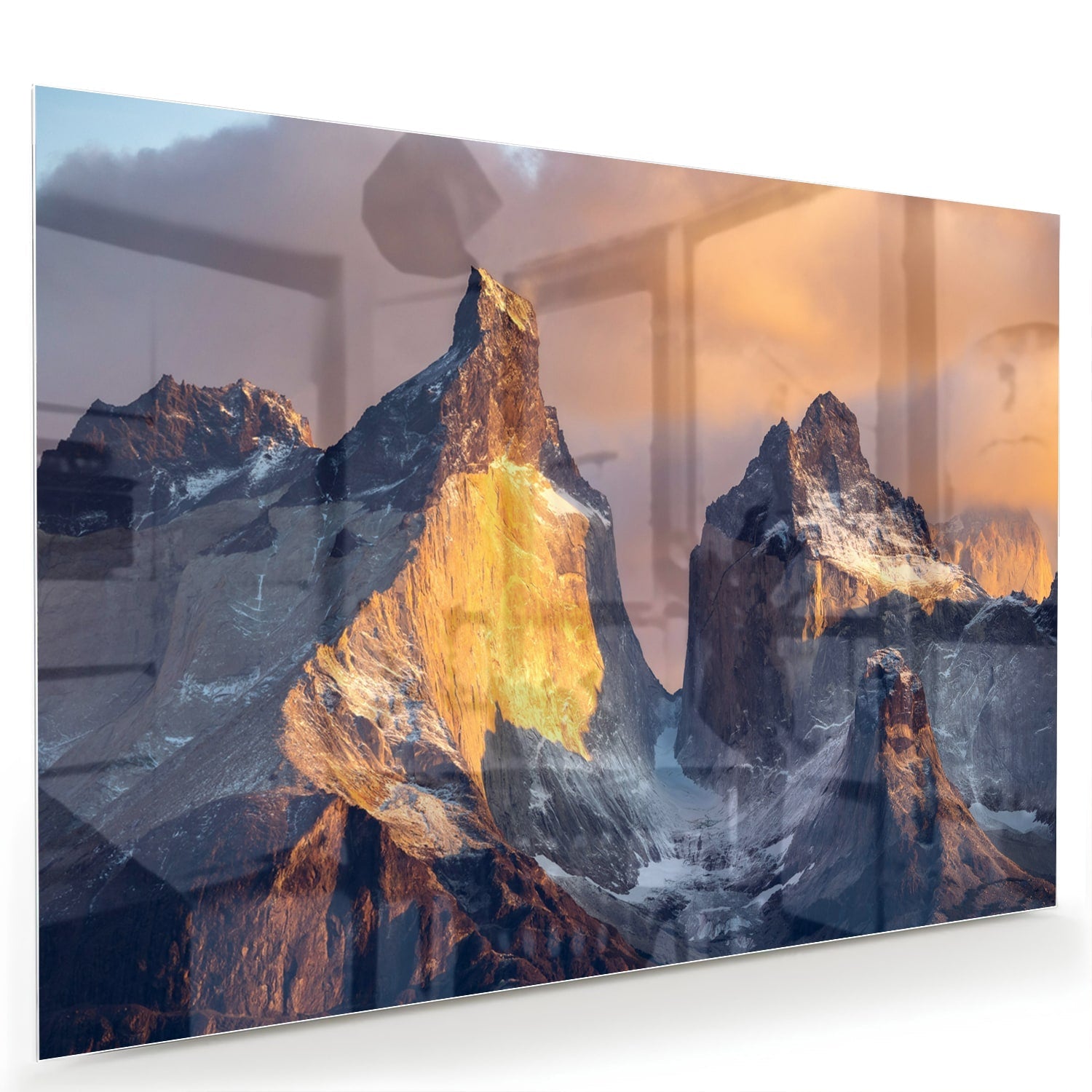Glasbild mit majestätischen Bergen – Glasbild aus Sicherheitsglas, Größe 60x40