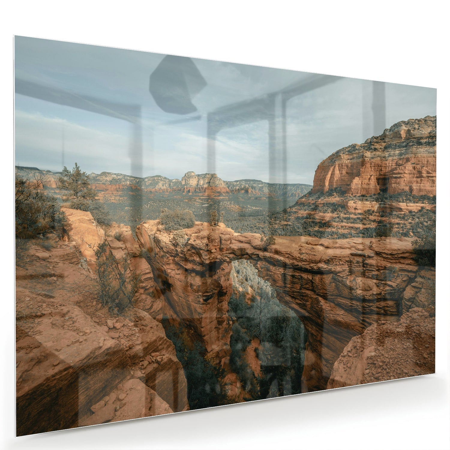 Atemberaubendes Glasbild mit Bergen – Glasbild aus Sicherheitsglas, Größe 60x40