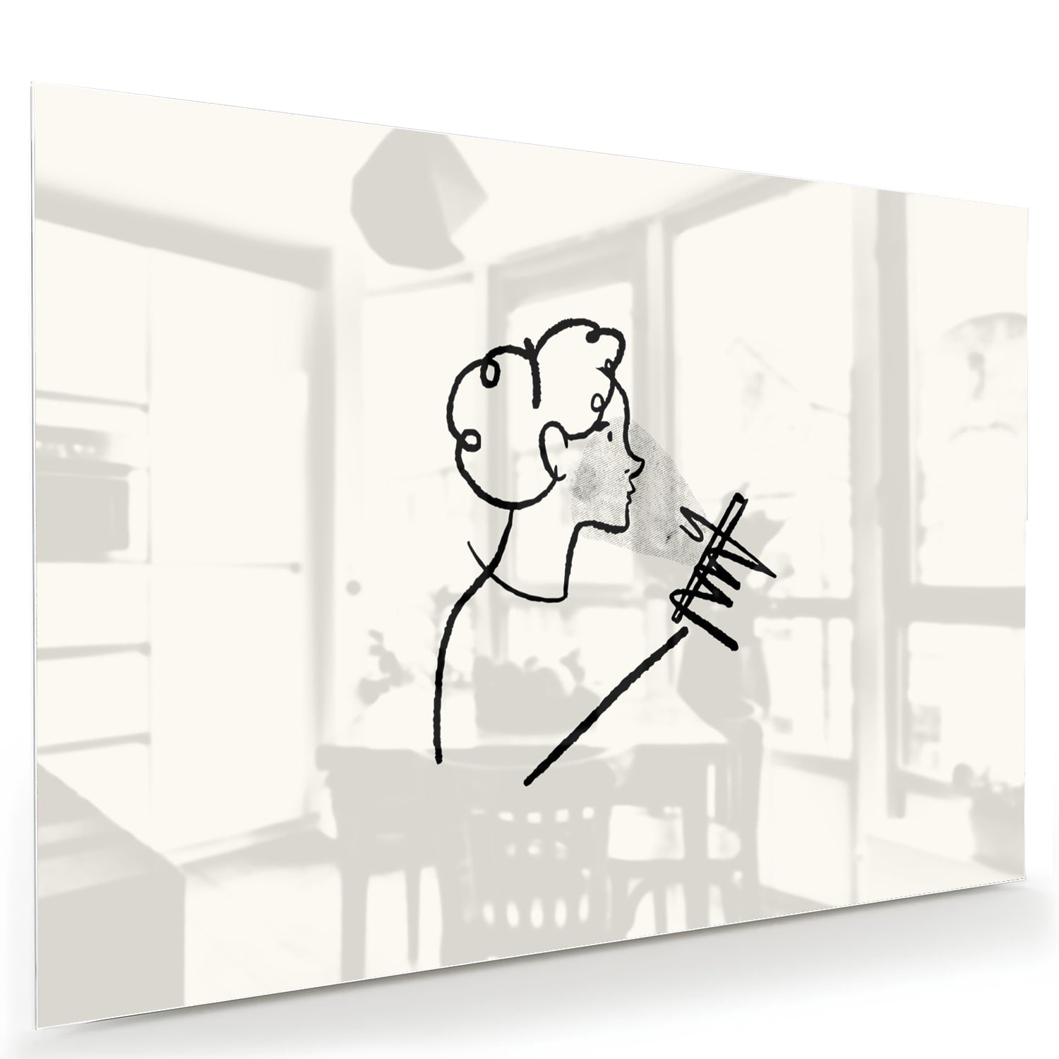 Minimalistisches Glasbild mit moderner Illustration – Glasbild aus Sicherheitsglas, Größe 60x40