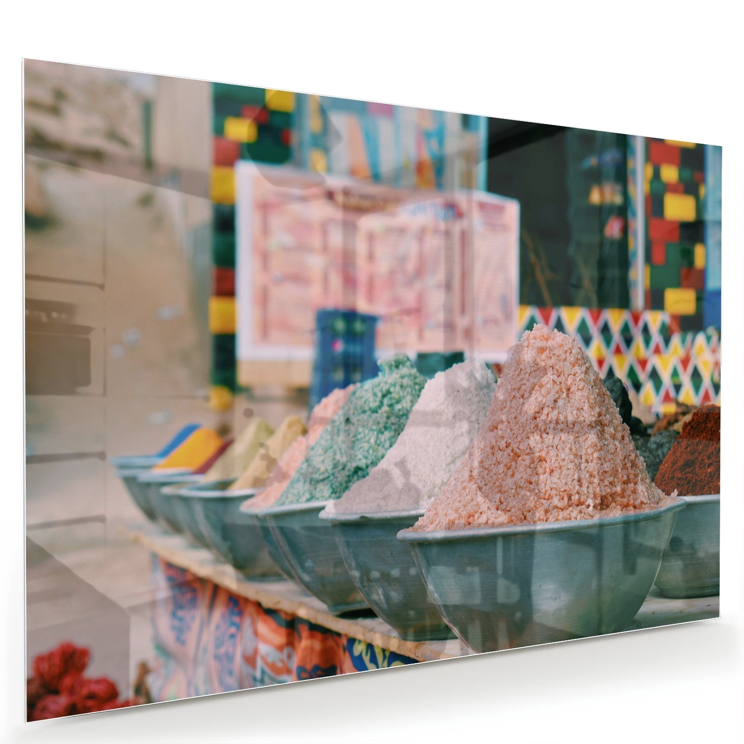 Farbenfrohes Glasbild mit Gewürzen – Glasbild aus Sicherheitsglas, Größe 60x40