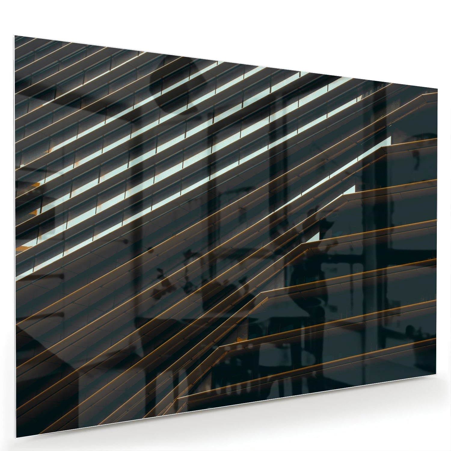 Modernes Glasbild mit schwarzen Linien und Licht – Glasbild aus Sicherheitsglas, Größe 60x40