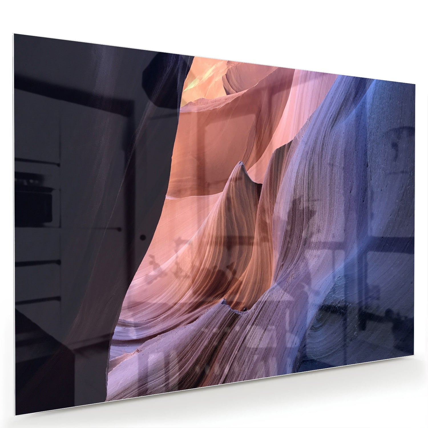 Abstraktes Glasbild mit warmen Farbtönen – Glasbild aus Sicherheitsglas, Größe 60x40