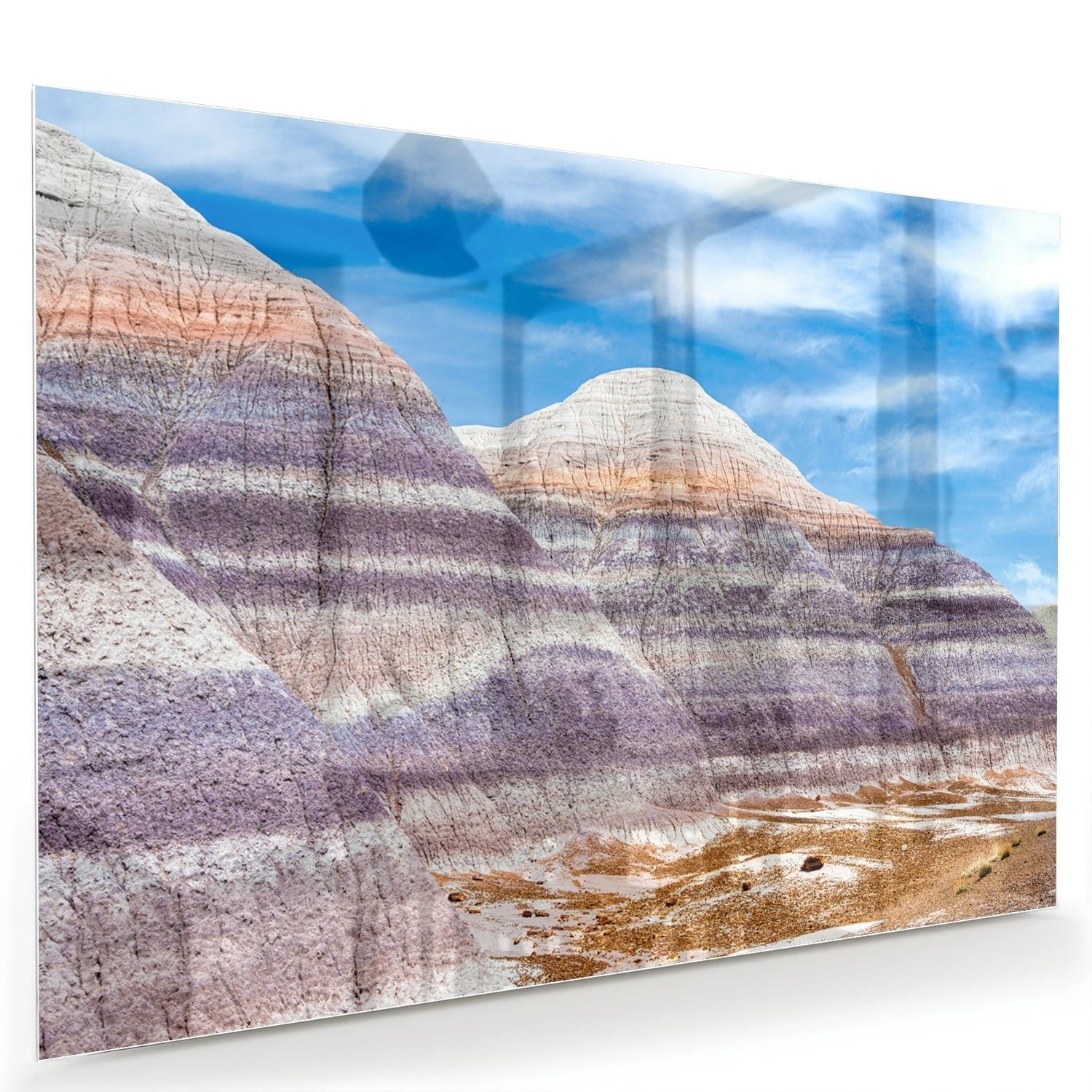 Wunderschönes Glasbild mit Bergen und Himmel – Glasbild aus Sicherheitsglas, Größe 60x40