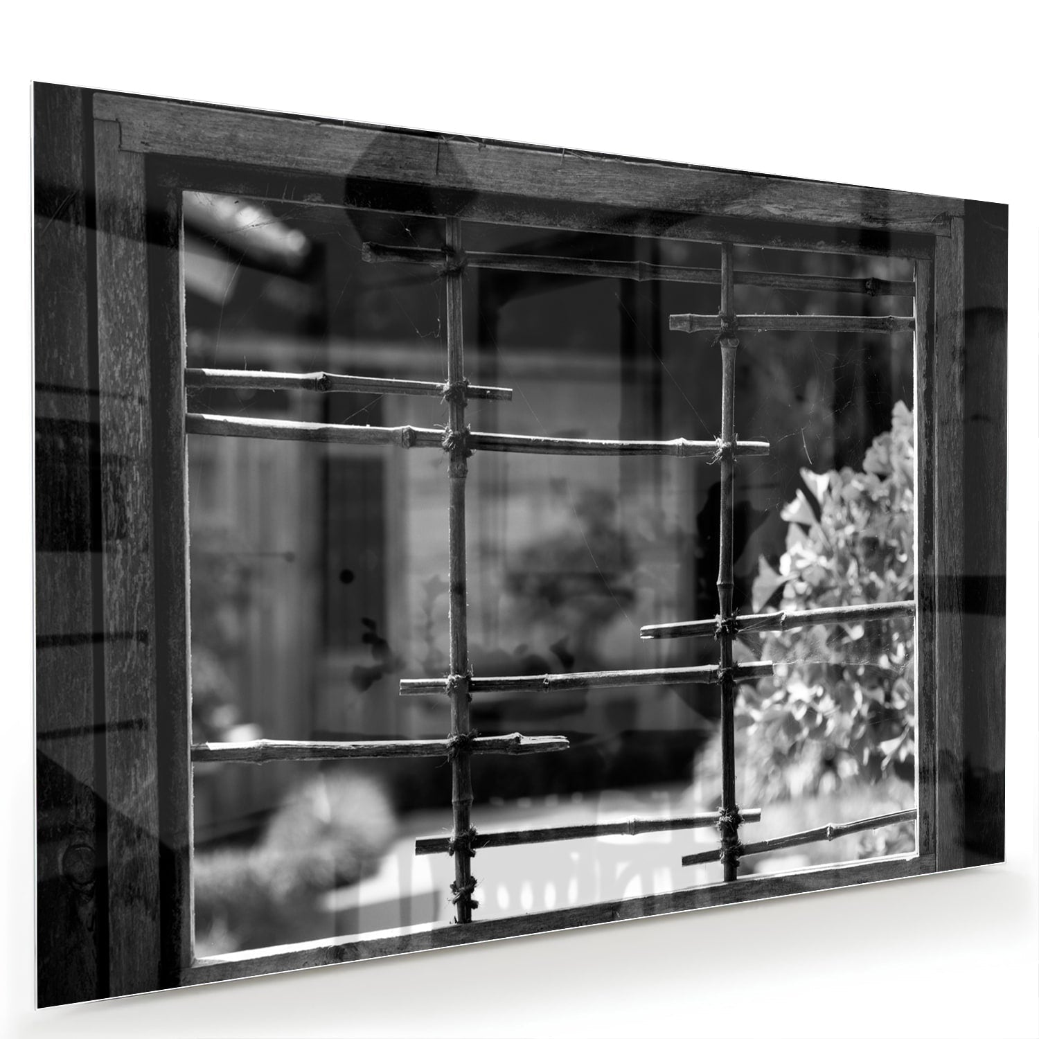 Modernes Glasbild mit Fensterblick – Glasbild aus Sicherheitsglas, Größe 60x40