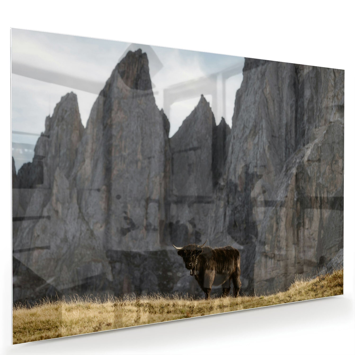 Glasbild mit majestätischen Bergen – Glasbild aus Sicherheitsglas, Größe 60x40