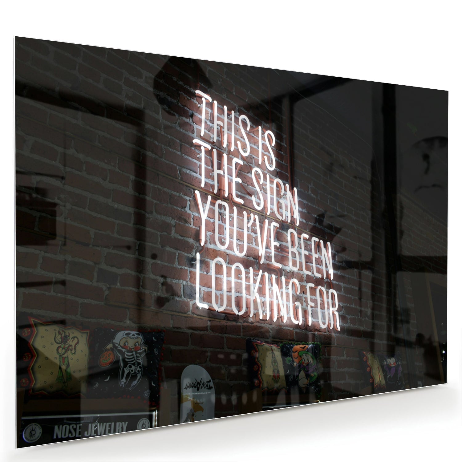 Inspirierendes Glasbild: 'This Is the Sign' – Glasbild aus Sicherheitsglas, Größe 60x40