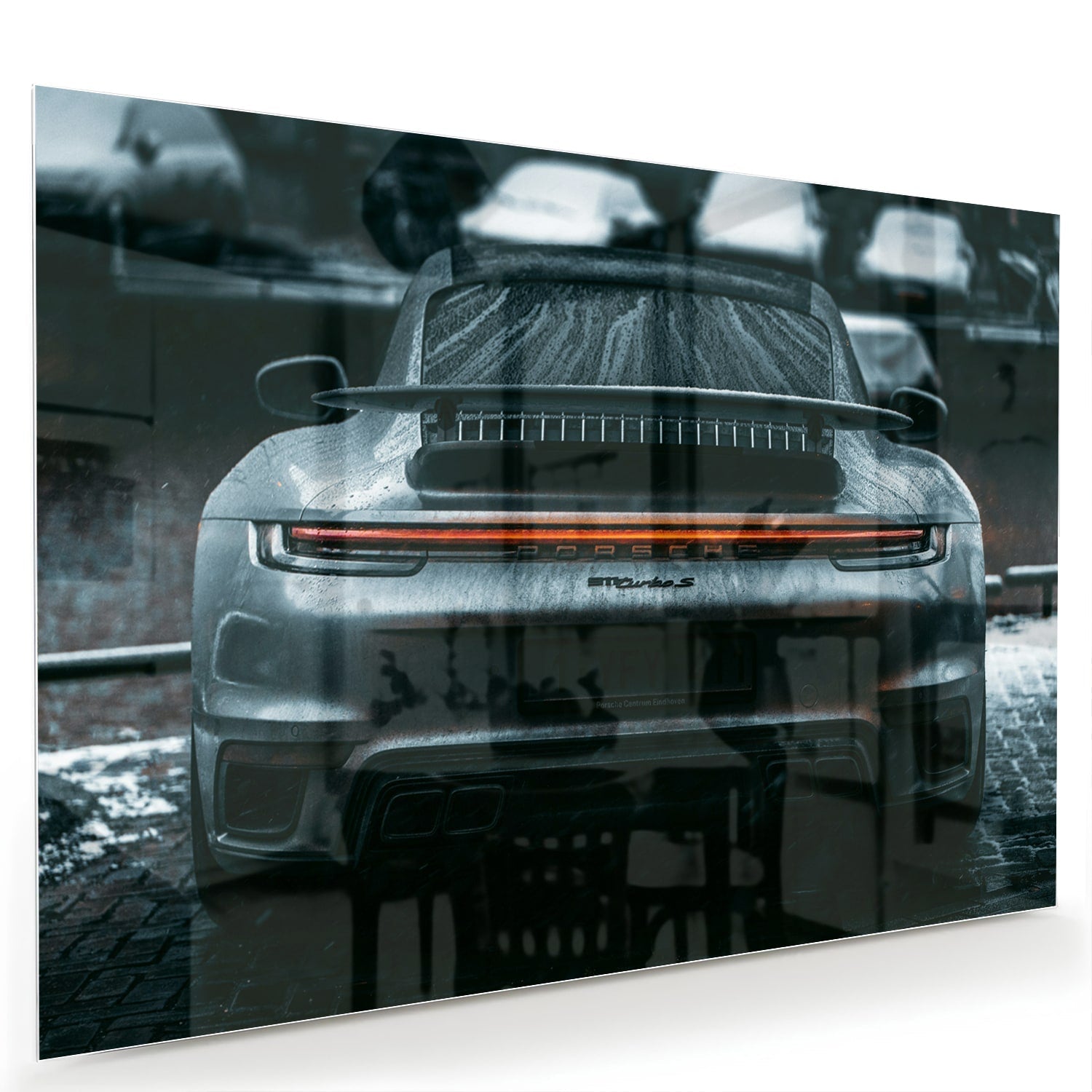 Elegantes Glasbild mit einem Sportwagen – Glasbild aus Sicherheitsglas, Größe 60x40