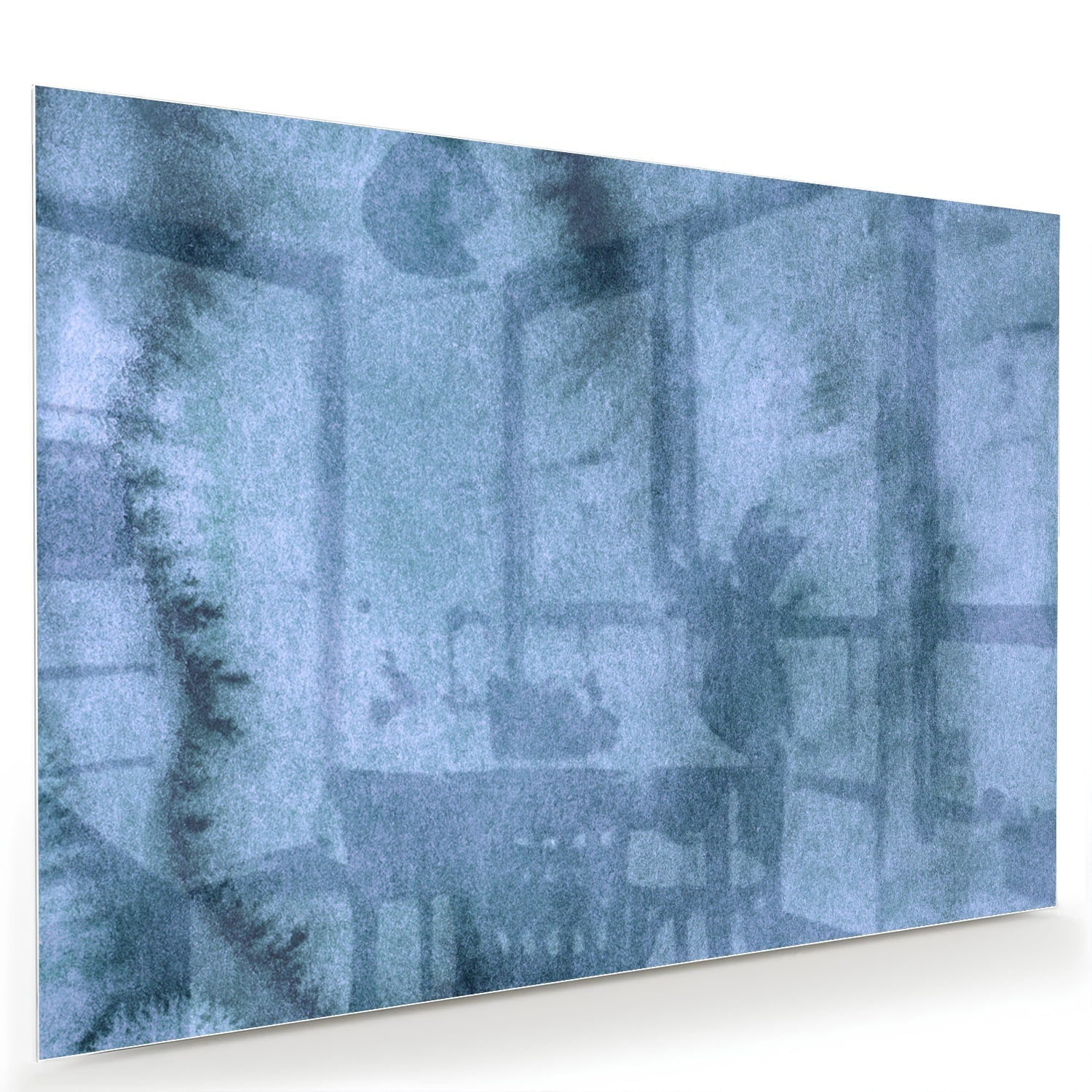 Modernes Glasbild in blauen Farbtönen – Glasbild aus Sicherheitsglas, Größe 60x40