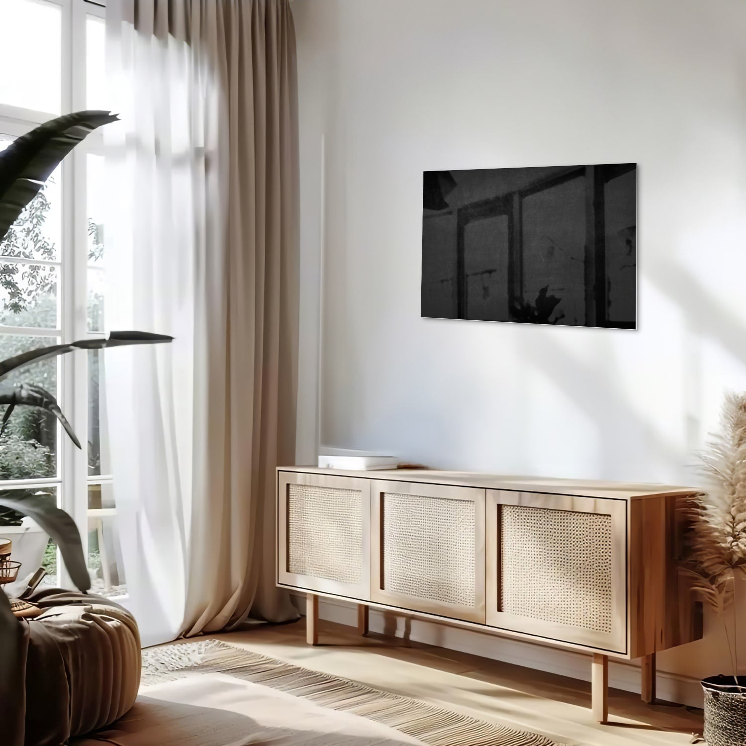 Elegantes schwarzes Glasbild für stilvolle Innenräume – Glasbild aus Sicherheitsglas, Größe 80x30
