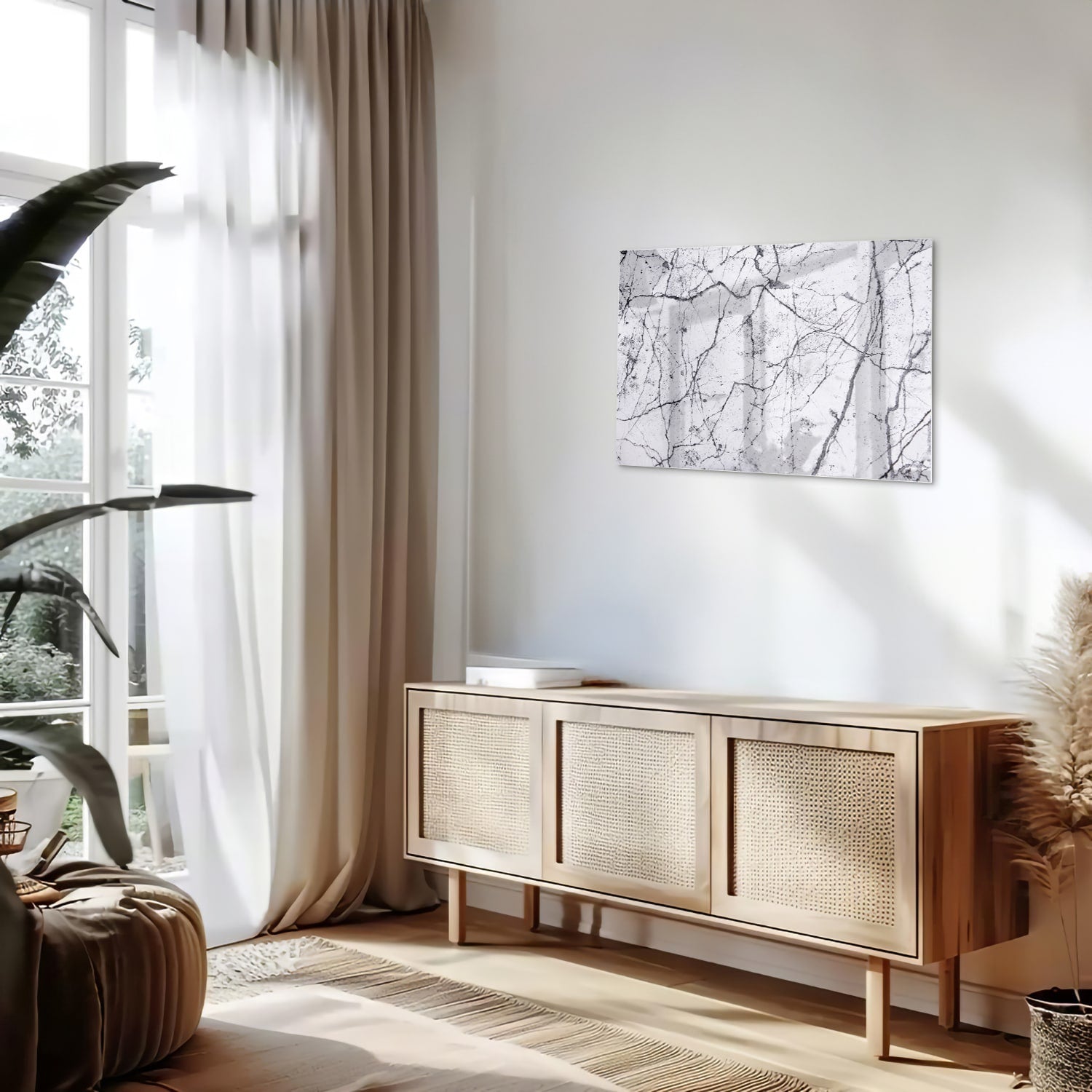 Glasbild mit abstrakter Aststruktur – Glasbild aus Sicherheitsglas, Größe 80x30