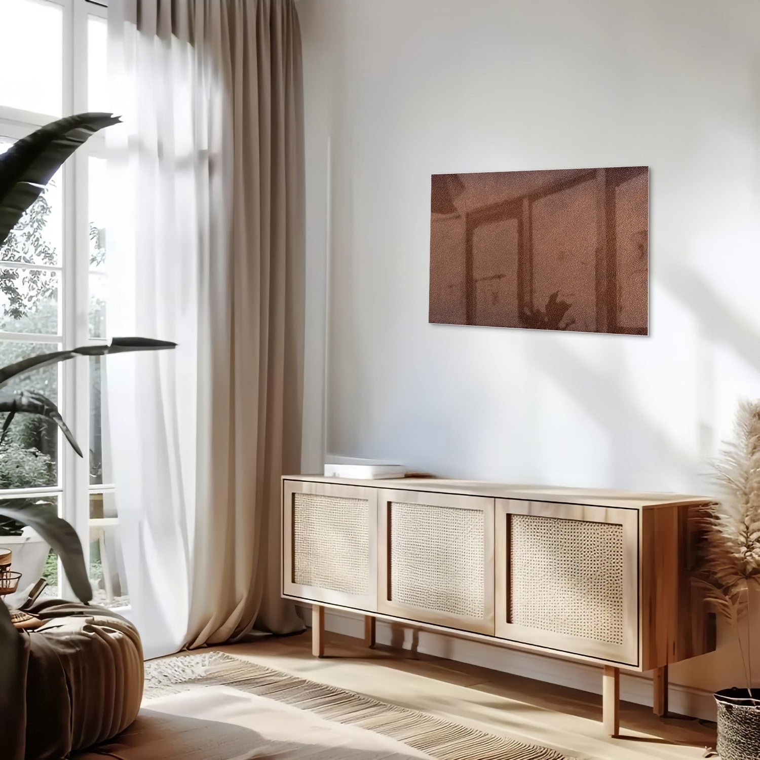 Elegantes Glasbild in Erdtönen – Glasbild aus Sicherheitsglas, Größe 80x30