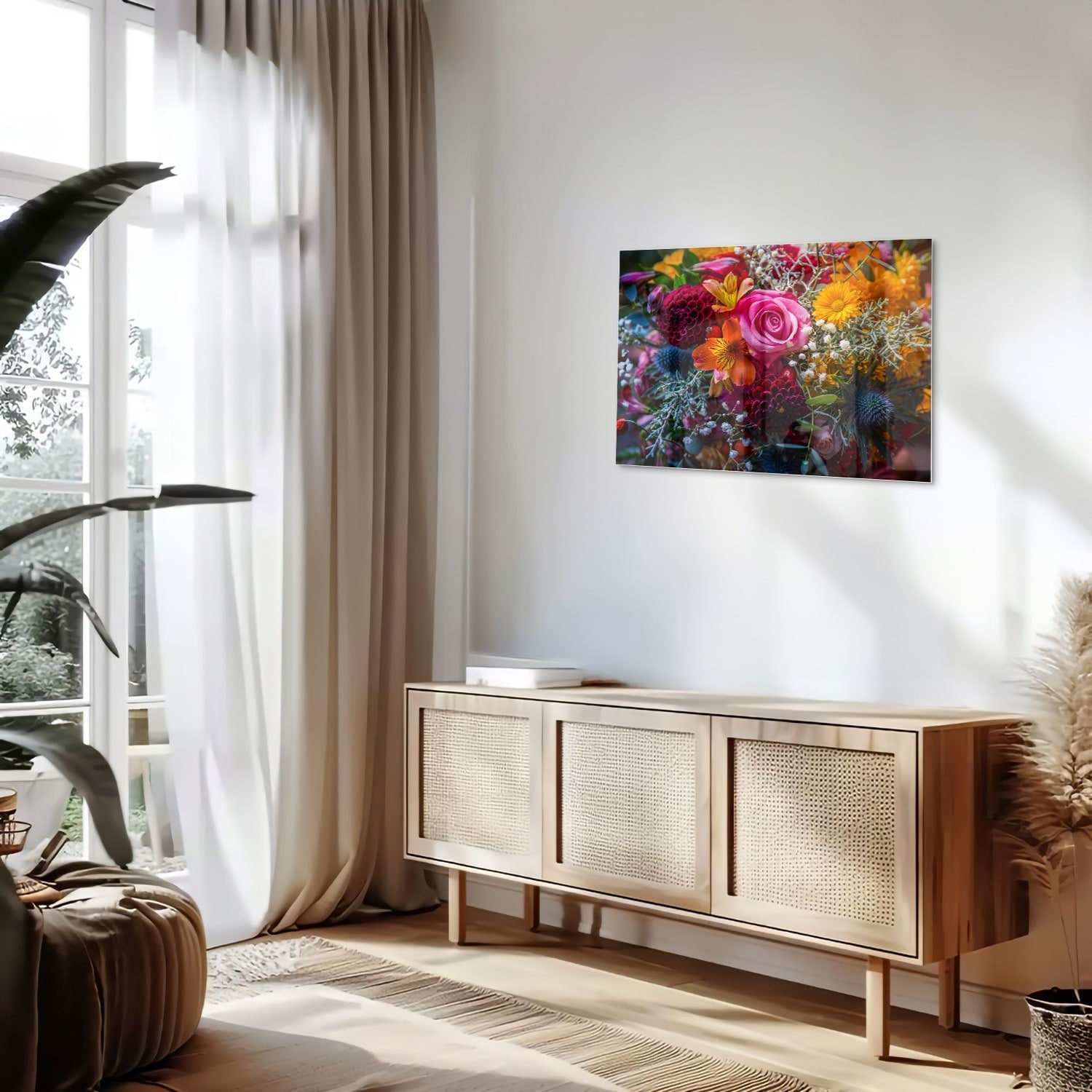 Glasbild – Bunte Blütenpracht – Glasbild aus Sicherheitsglas, Größe 80x30