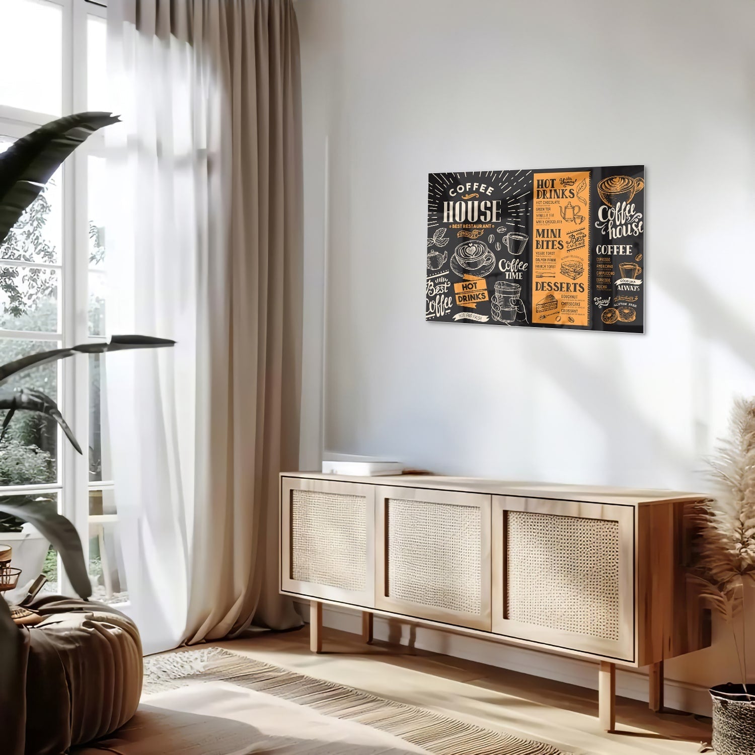 Glasbild – Vintage Coffee-House – Glasbild aus Sicherheitsglas, Größe 80x30