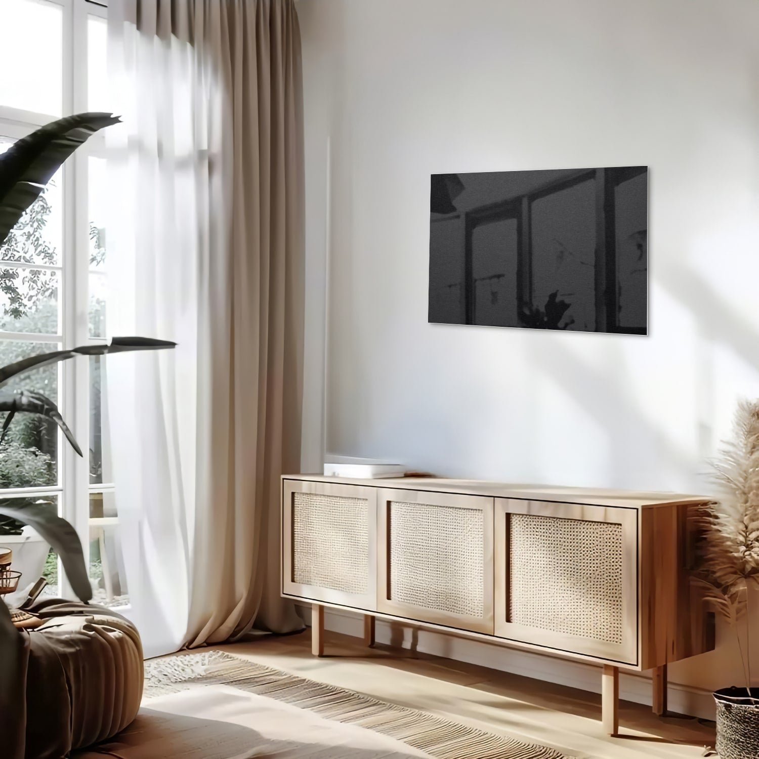 Elegantes Glasbild in einem modernen Interieur – Glasbild aus Sicherheitsglas, Größe 80x30