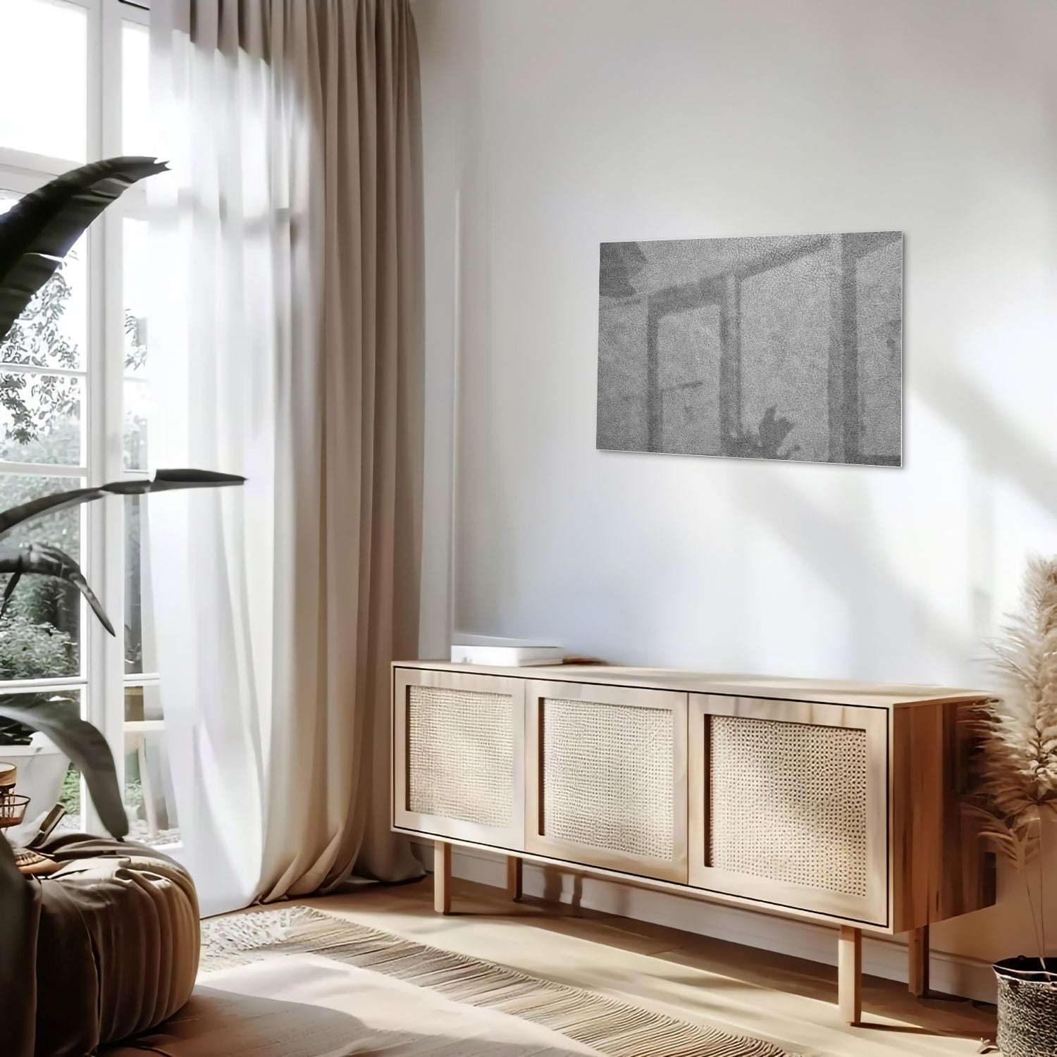Minimalistisches Glasbild mit Schatten – Glasbild aus Sicherheitsglas, Größe 80x30