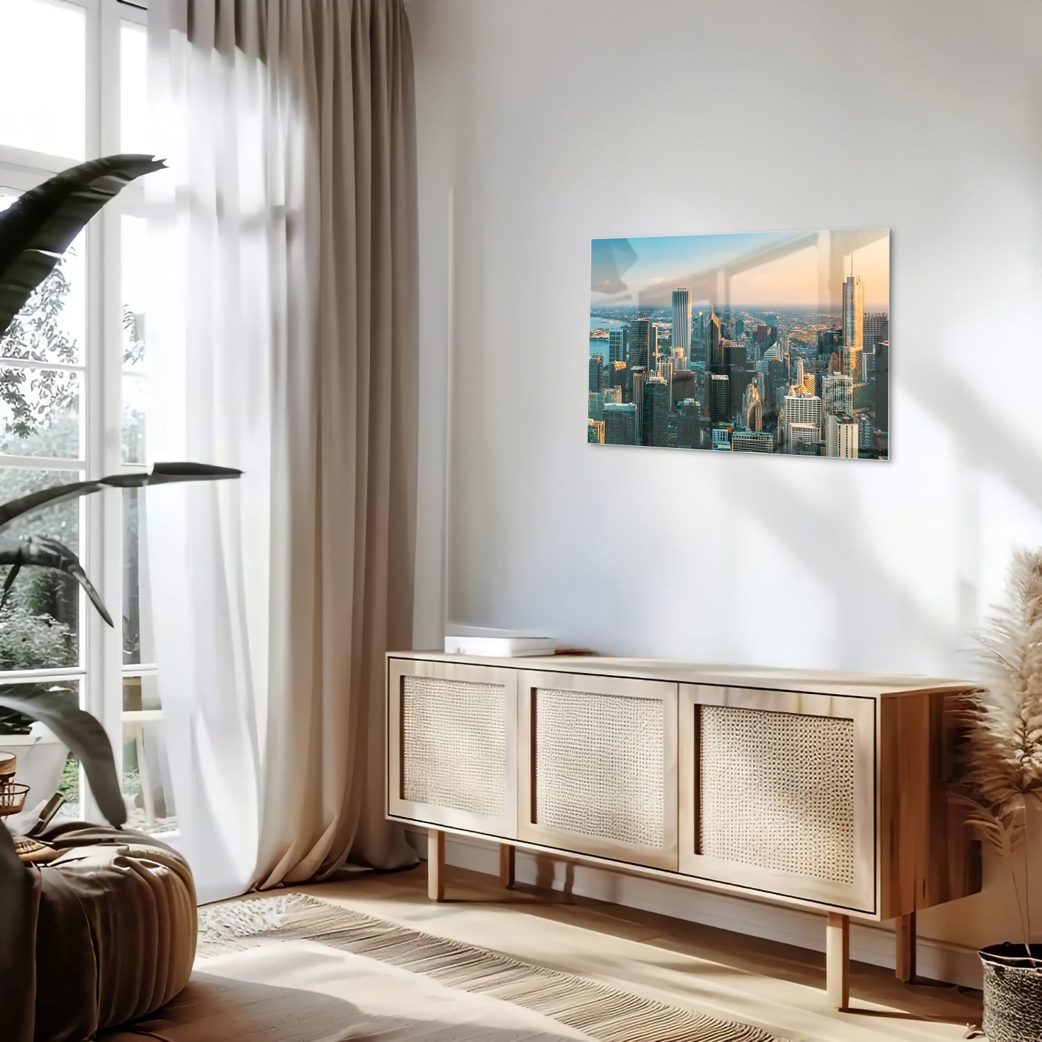 Stadtblick – Glasbild für moderne Innenräume – Glasbild aus Sicherheitsglas, Größe 80x30