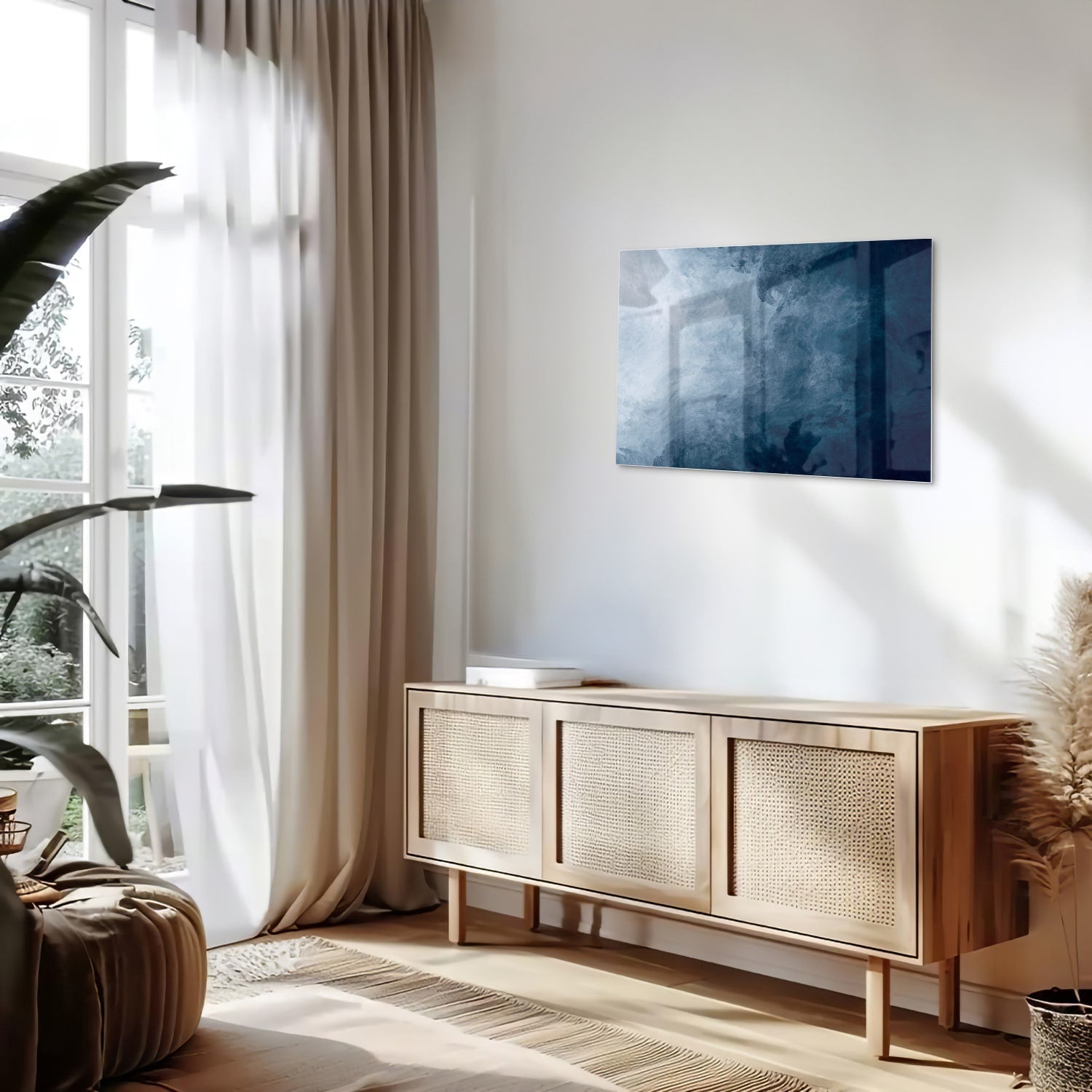 Königsblaues Glasbild – verschiedene Größen – Glasbild aus Sicherheitsglas, Größe 80x30
