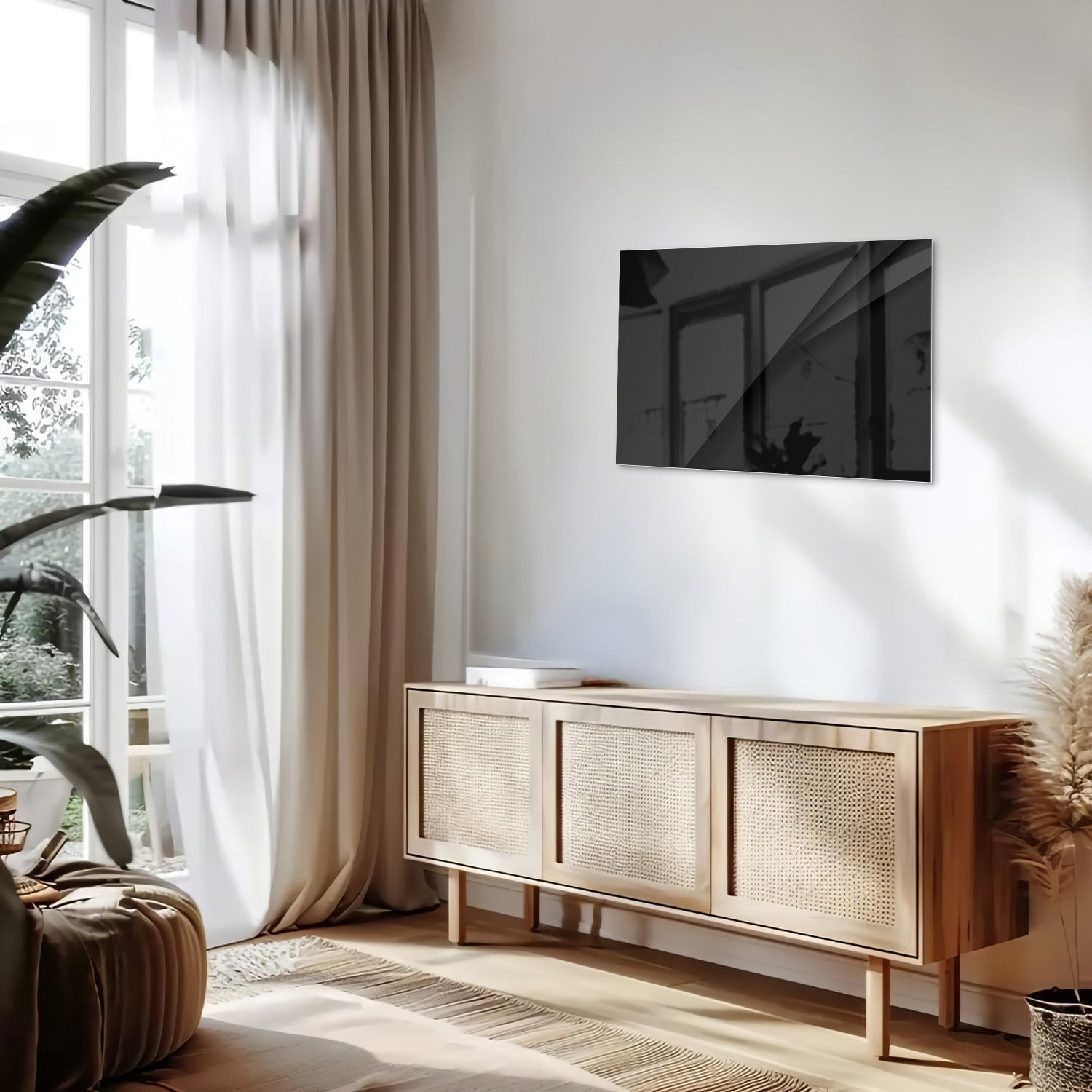 Modernes schwarzes Glasbild für ein stilvolles Interieur – Glasbild aus Sicherheitsglas, Größe 80x30