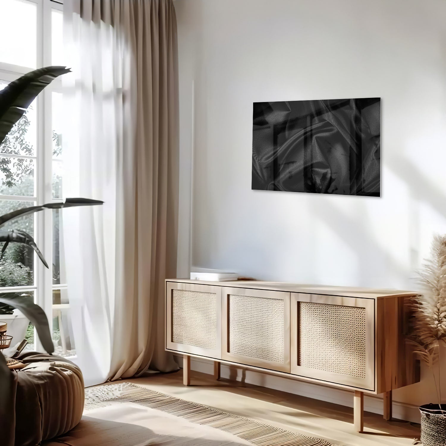 Stilvolles schwarzes Glasbild für ein modernes Interieur – Glasbild aus Sicherheitsglas, Größe 80x30