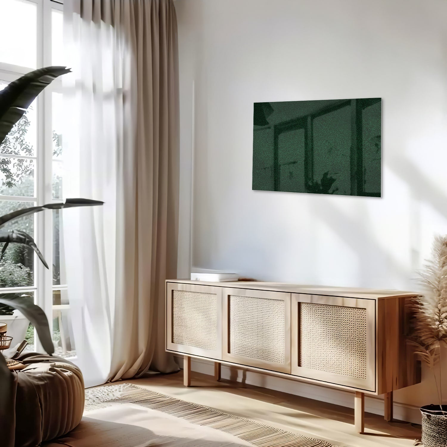 Minimalistisches grünes Glasbild für moderne Einrichtungen – Glasbild aus Sicherheitsglas, Größe 80x30