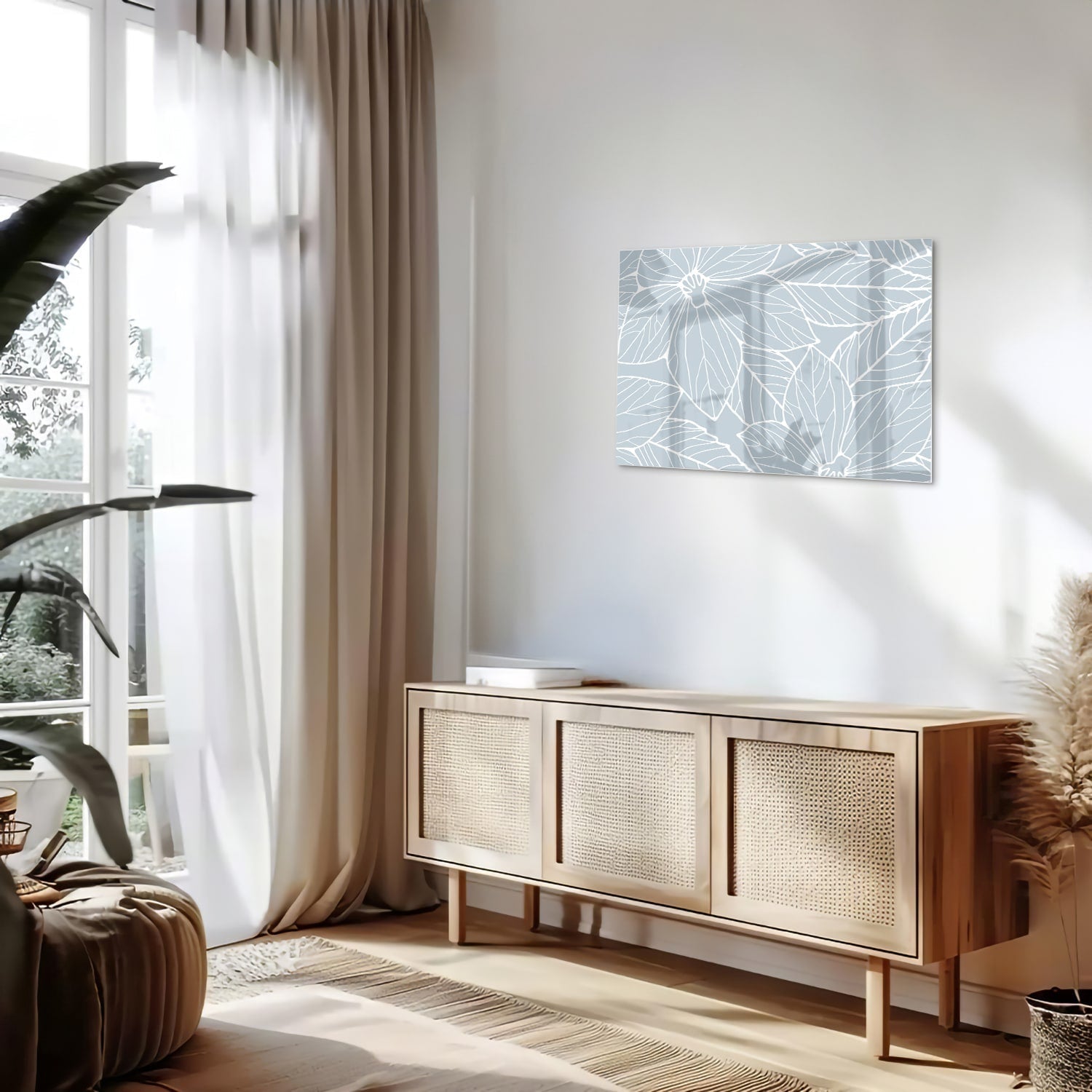 Stilvolles Glasbild mit botanischen Motiven – Glasbild aus Sicherheitsglas, Größe 80x30
