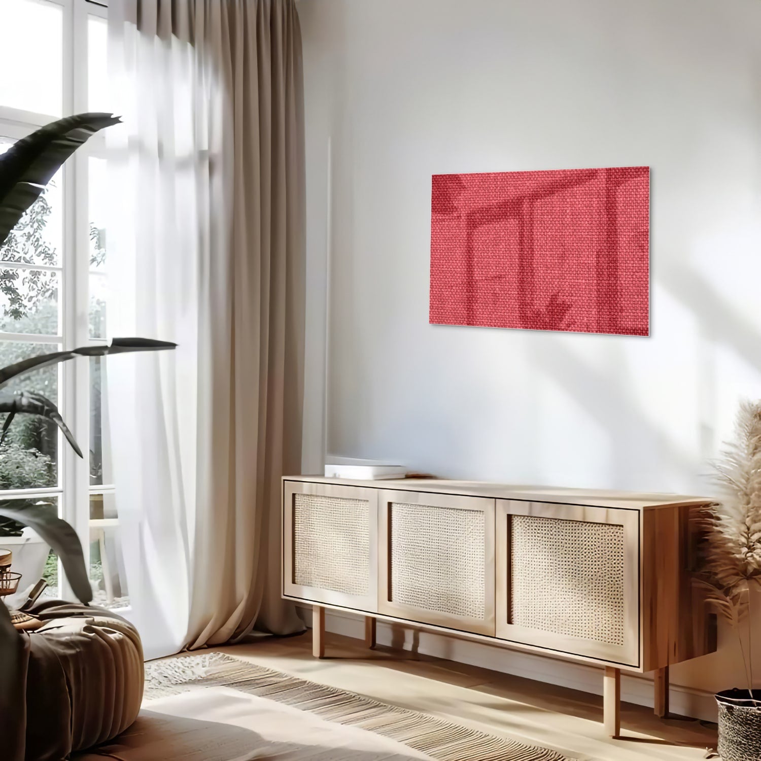 Modernes Glasbild in klarem Rot – Glasbild aus Sicherheitsglas, Größe 80x30