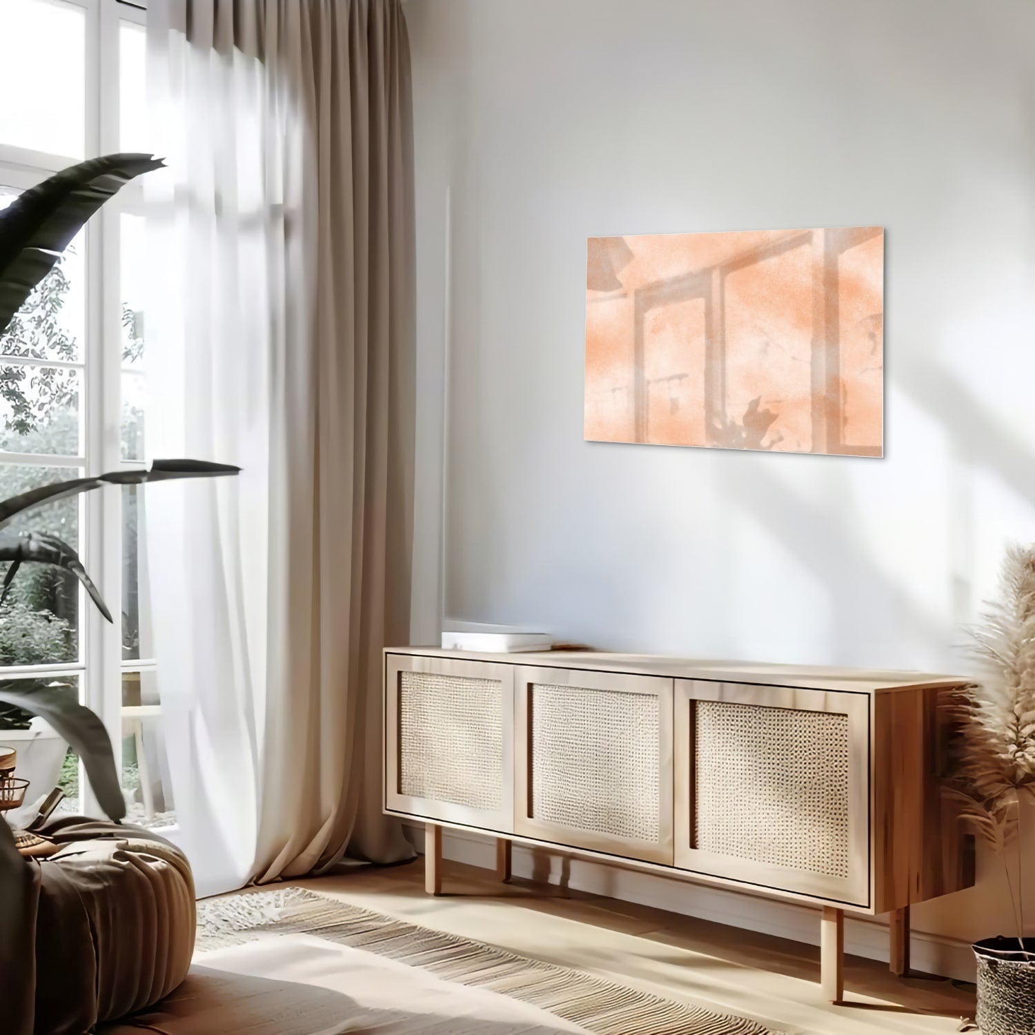Glasbild in warmen Farbtönen für ein elegantes Interieur – Glasbild aus Sicherheitsglas, Größe 80x30