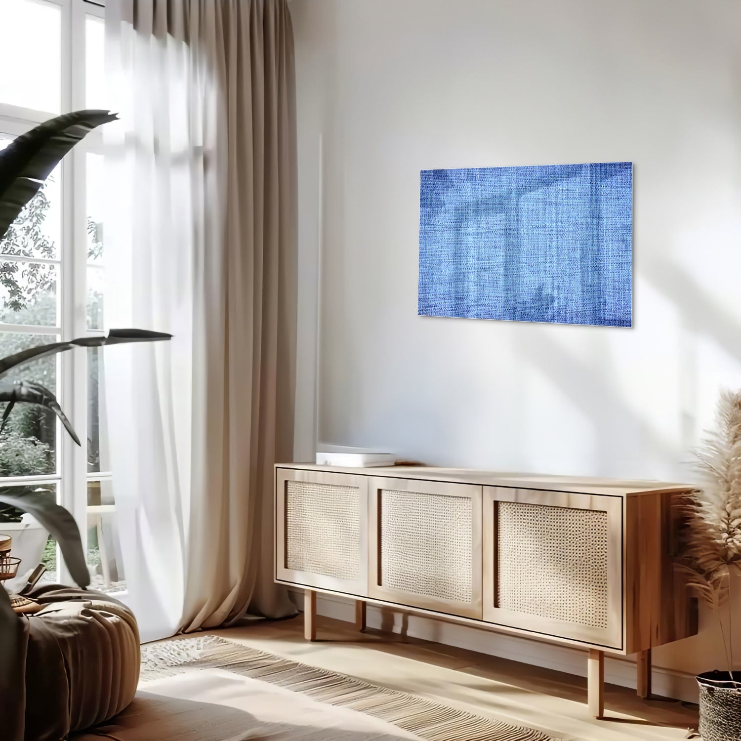 Elegantes blaues Glasbild für moderne Innenräume – Glasbild aus Sicherheitsglas, Größe 80x30