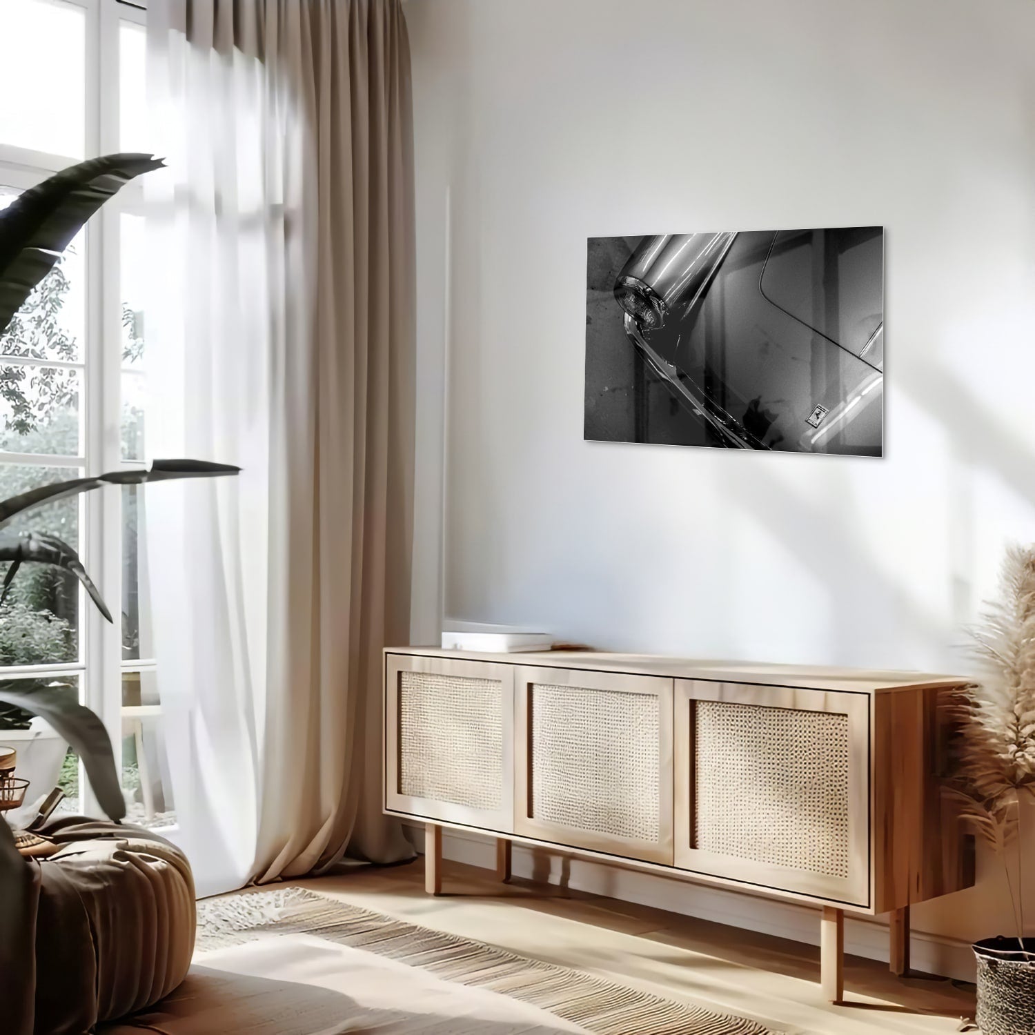 Elegantes Glasbild mit modernem abstraktem Design – Glasbild aus Sicherheitsglas, Größe 80x30