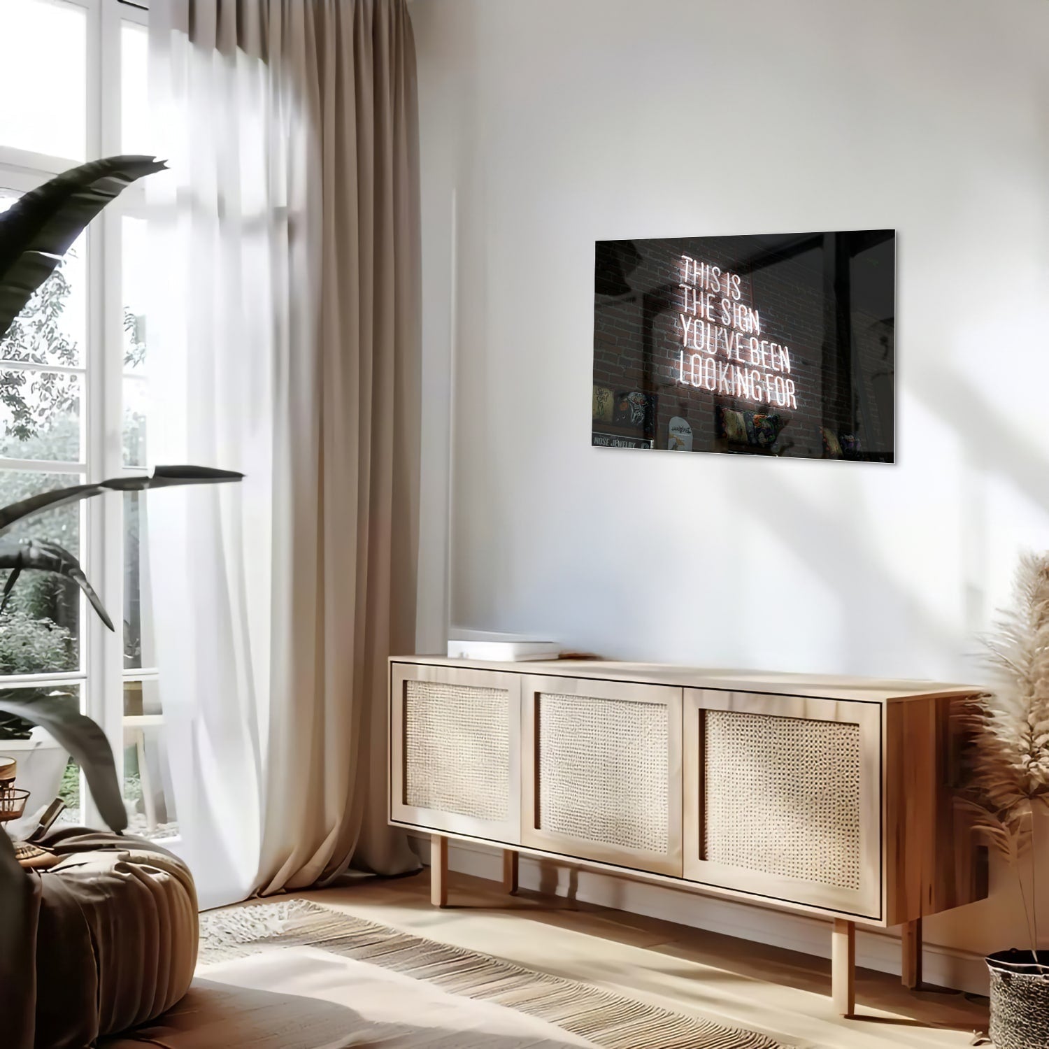 Inspirierendes Glasbild: 'This Is the Sign' – Glasbild aus Sicherheitsglas, Größe 80x30