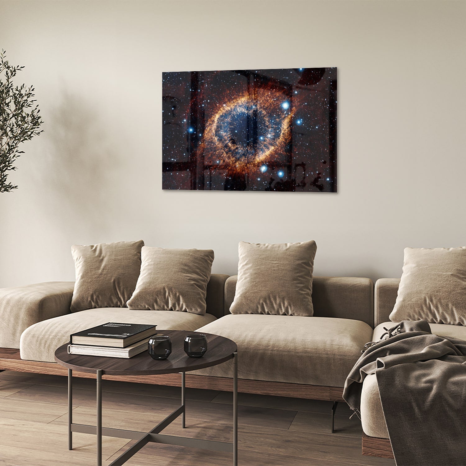 Kosmisches Glasbild mit Galaxie – Glasbild aus Sicherheitsglas, Größe 50x50