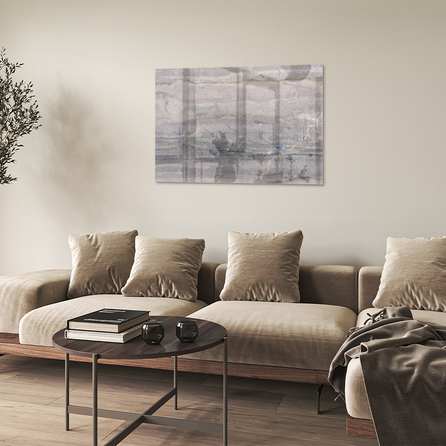 Elegantes Glasbild mit Erdtönen – Glasbild aus Sicherheitsglas, Größe 50x50