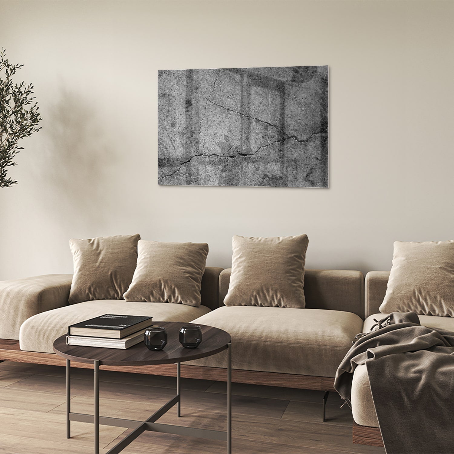 Elegantes Glasbild mit abstrakter Struktur – Glasbild aus Sicherheitsglas, Größe 50x50